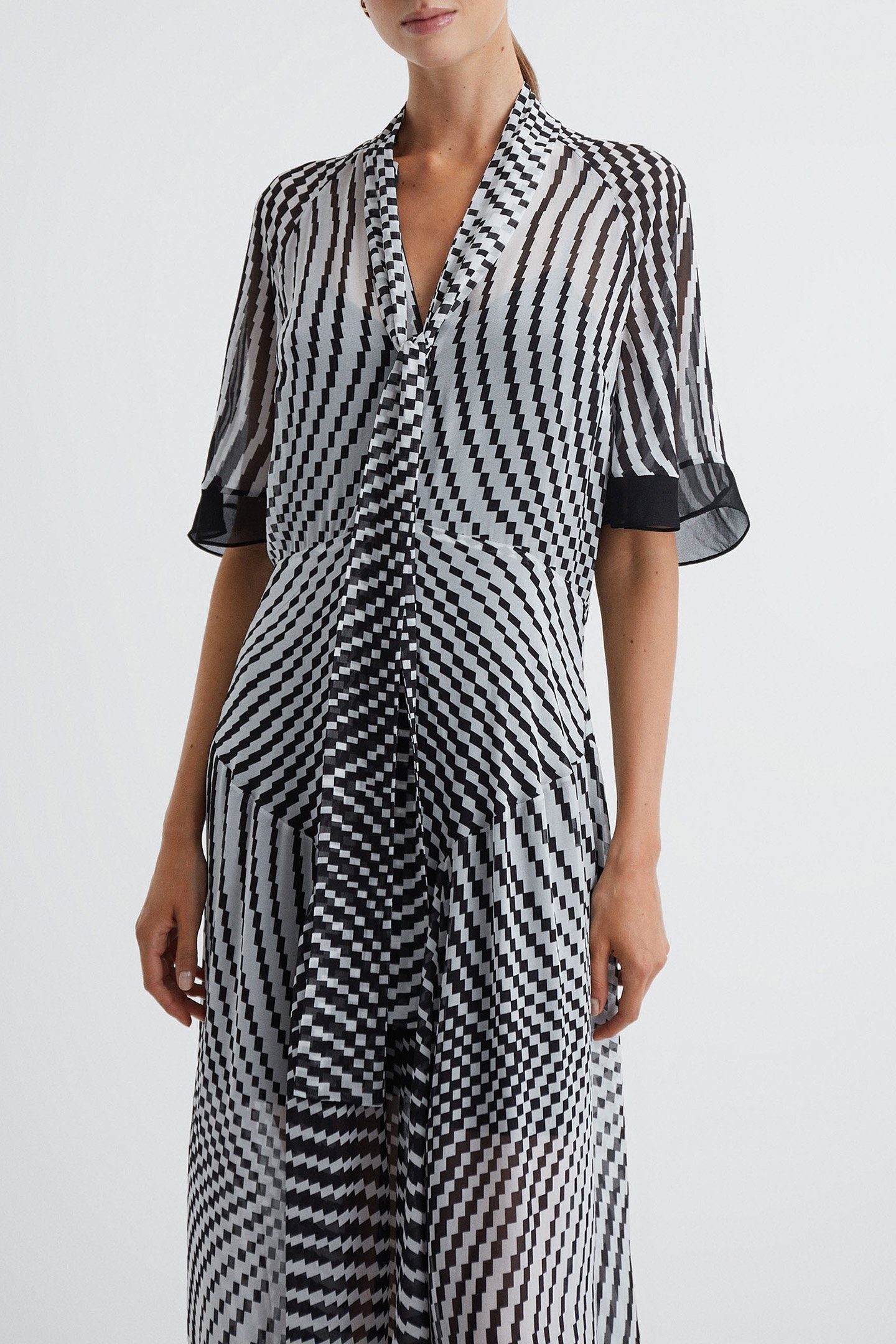 CHECK MIDI DRESS BLACK/WHITE 4