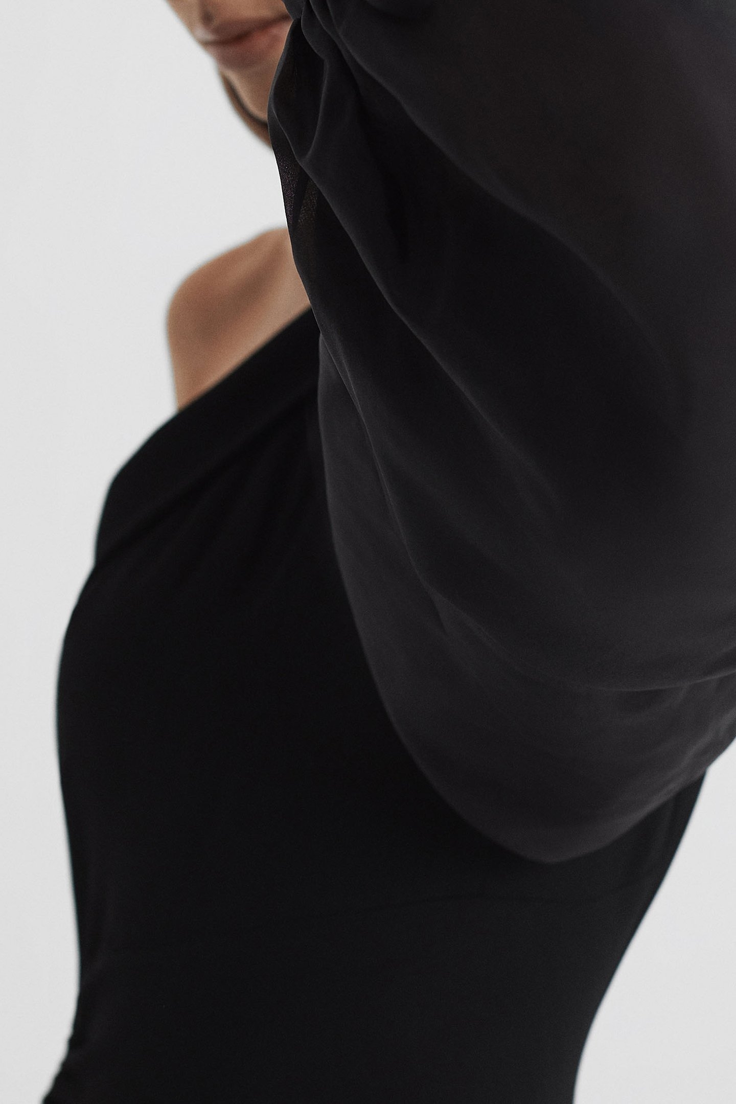 SHEER EXAGGERATED SLEEVE DRESS BLACK 5