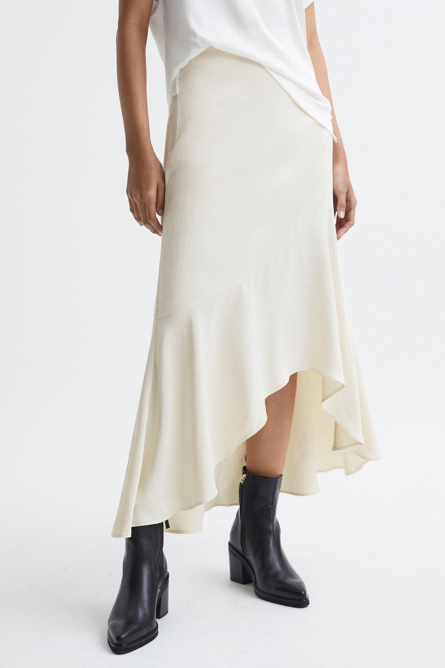 ASYMMETRIC SLIP SKIRT IVORY 1