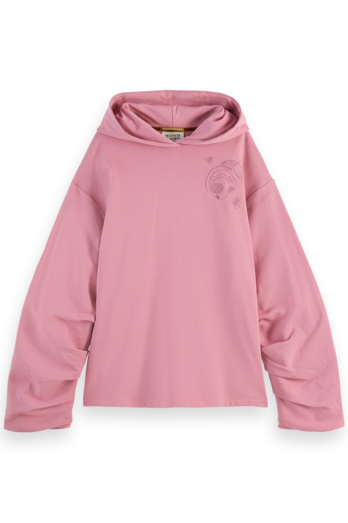GATHERED SLEEVE OVERSIZED FIT HOODIE CADILLAC PINK 1