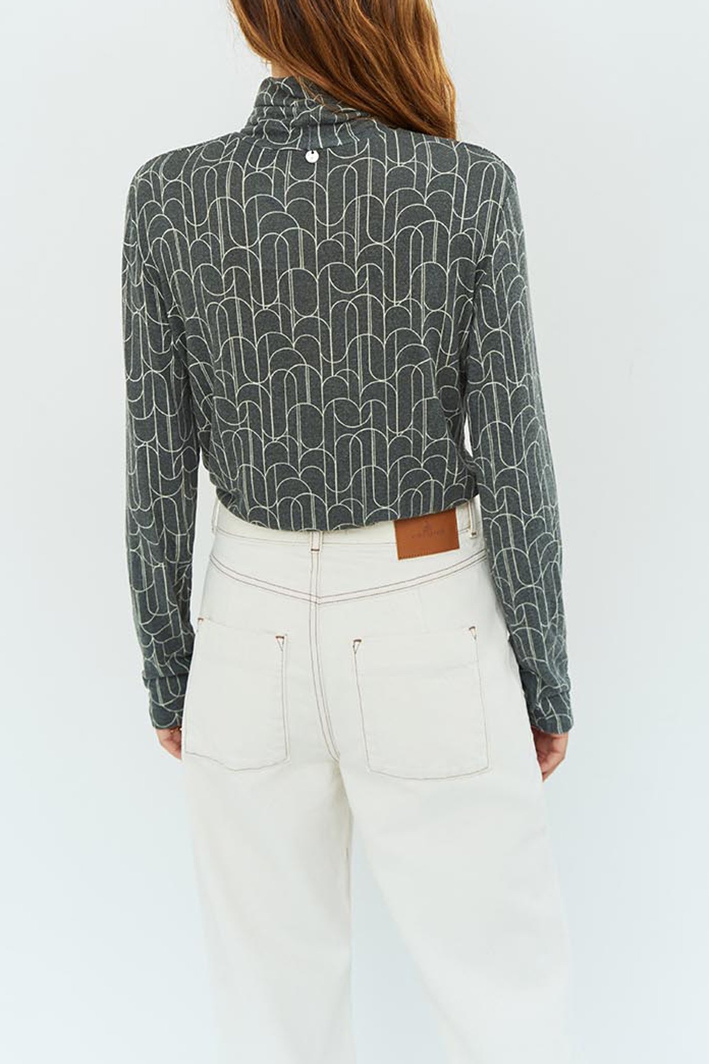 MADLY _ KHAKI ART DECO KNITTED TURTLENECK T-SHIRT KHAKI 2