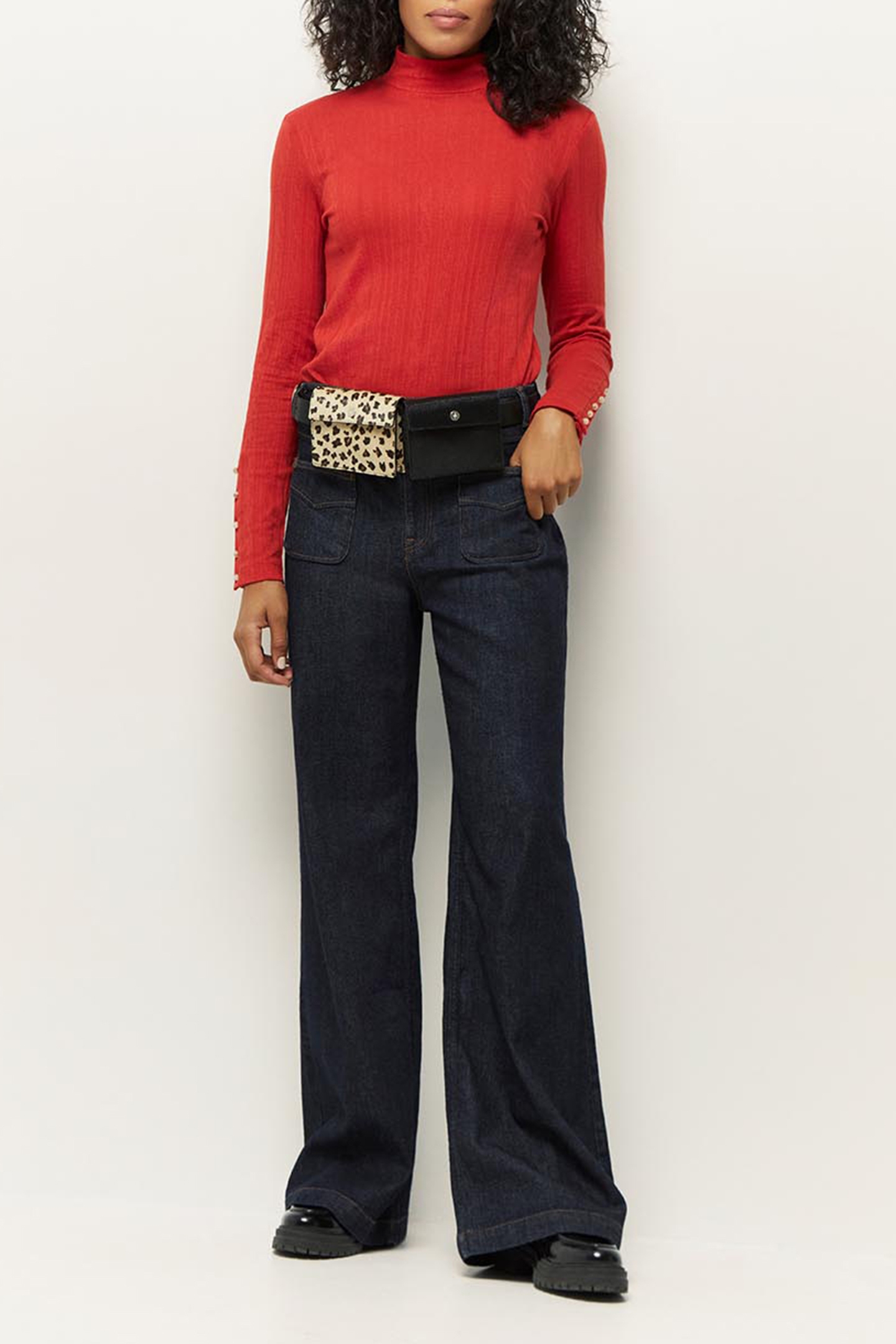 MALORY _ RED POINTELLE MESH T-SHIRT HOLLY BERRY 1