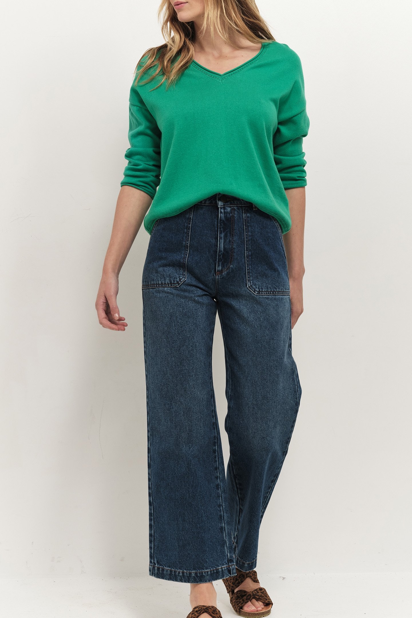 TZAR - GREEN GRASS JUMPER KNIT INTARSIA DANCER BACK GREEN 3