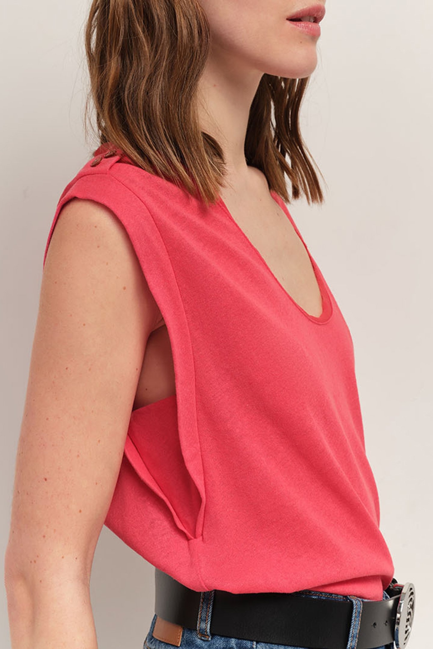 MINEKI - HIBISCUS COTTON LINEN T-SHIRT HIBISCUS 3