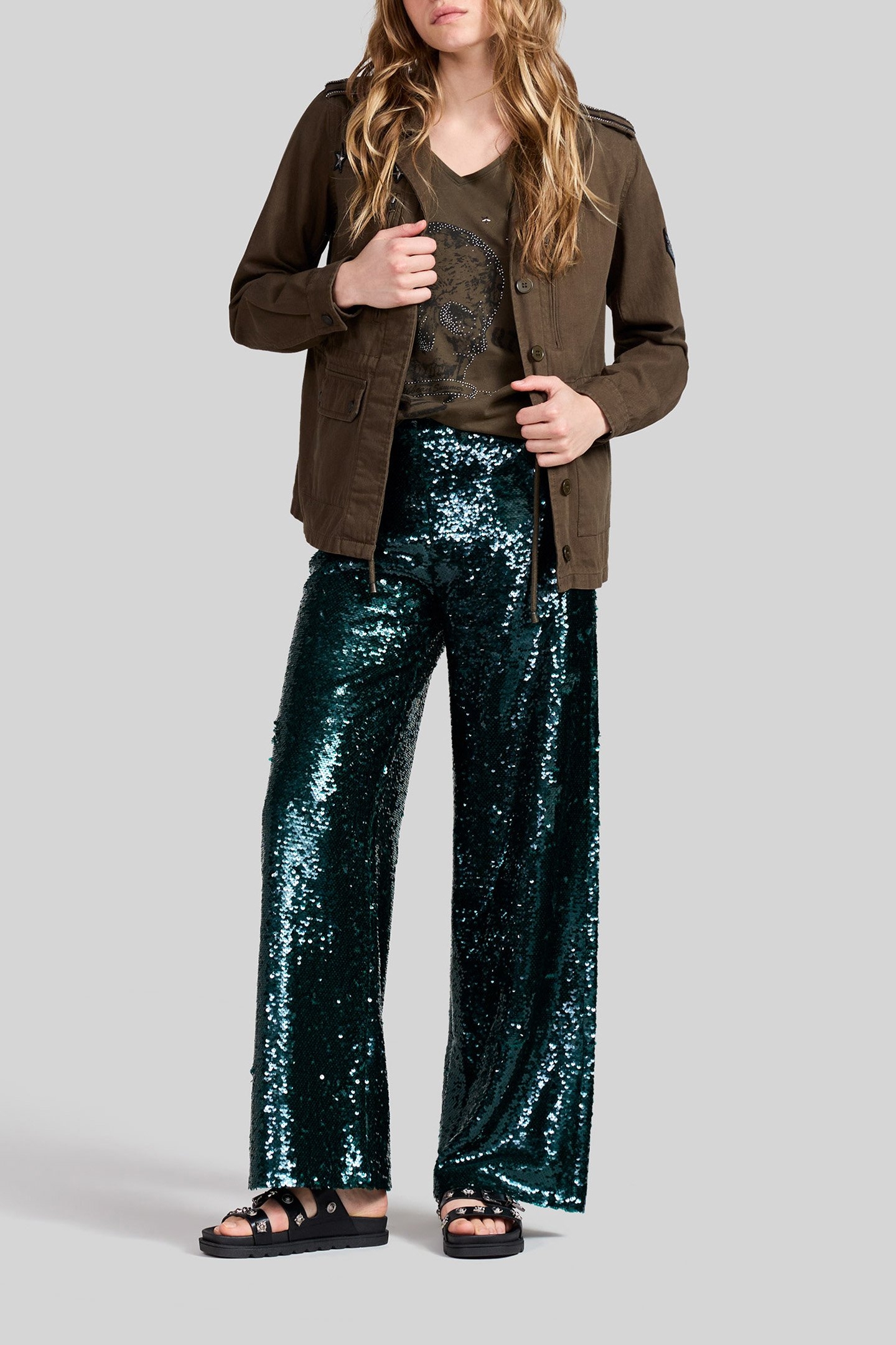 MALACHITE ALL-OVER SEQUIN SUIT TROUSERS 4