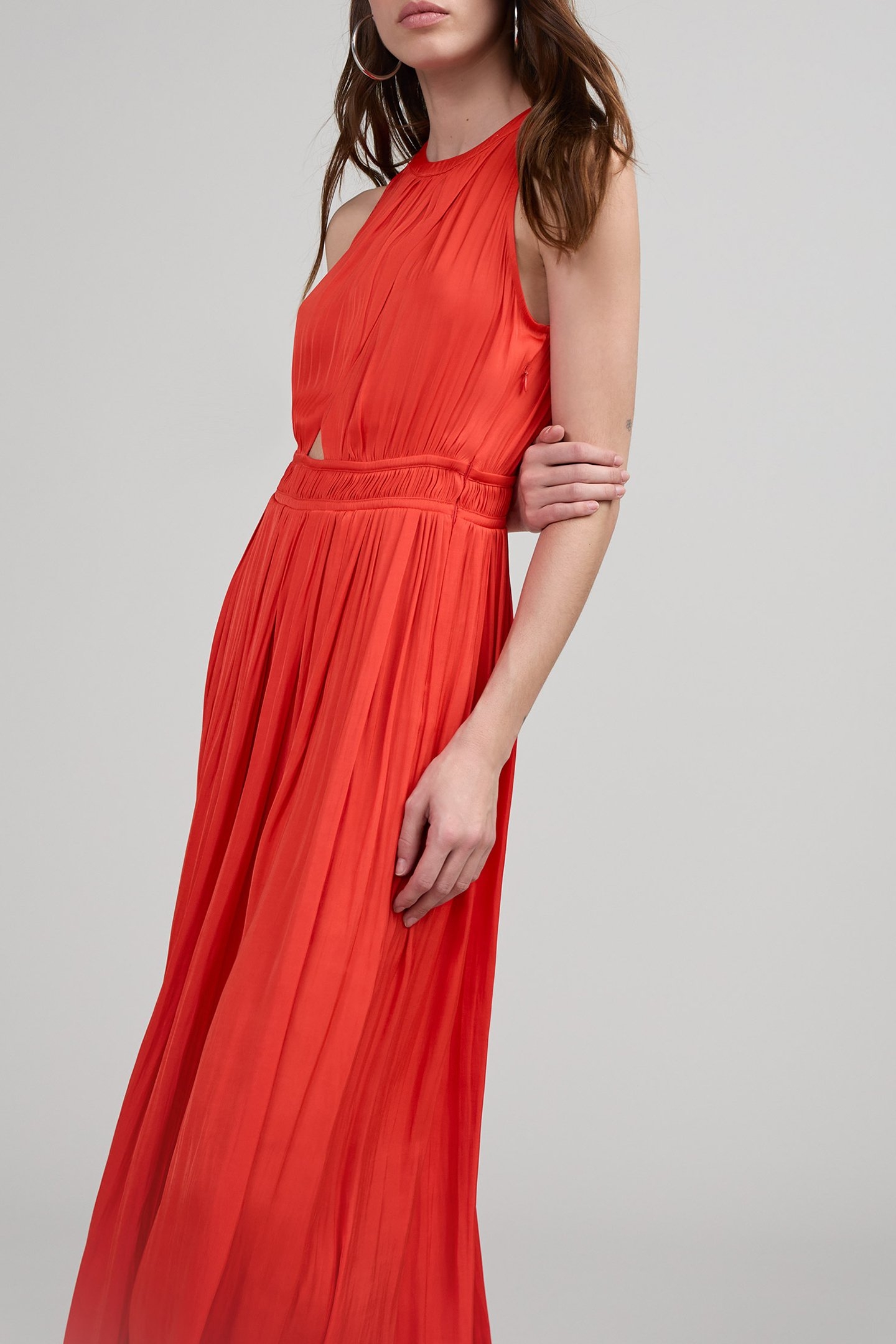 ORANGE RECYCLED LONG DRESS WITH ASYMMETRIC TOP 4