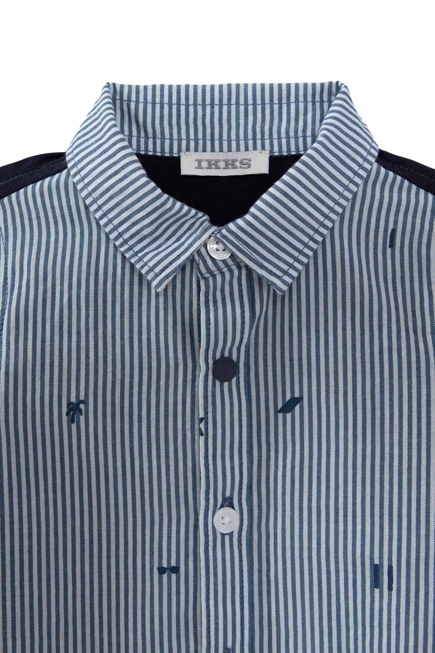 BABY BOYS’ MIXED FABRIC STRIPED AND SUMMER MOTIF SHIRT 3