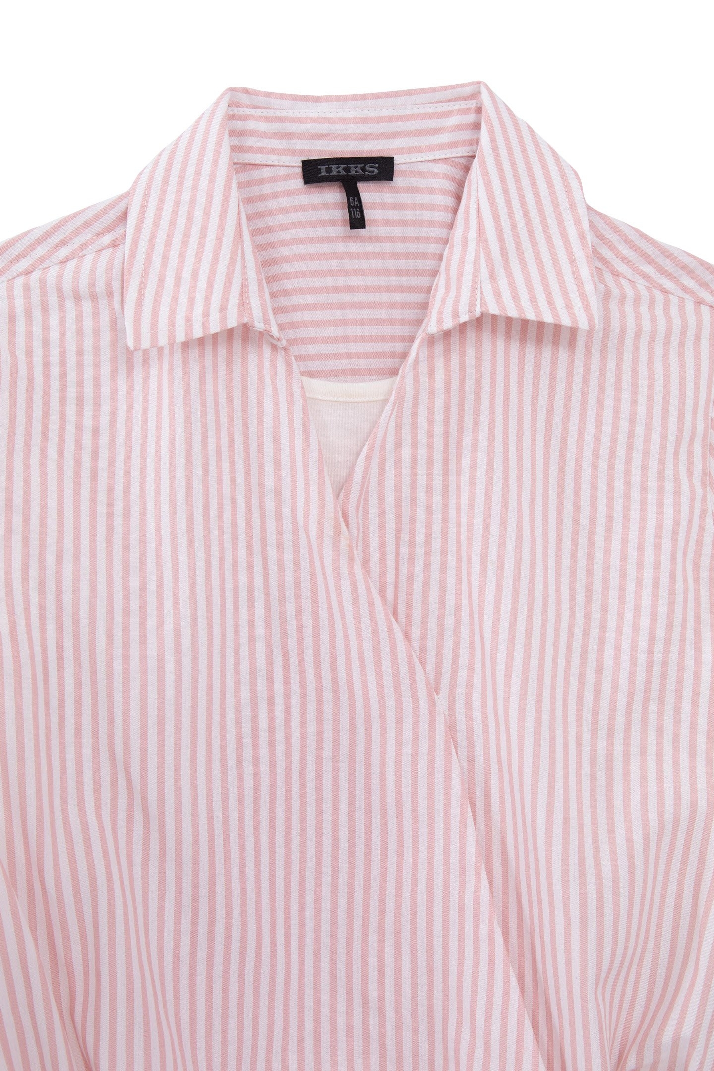 GIRLS’ PINK TROMPE-L'OEIL THIN STRIPED SHIRT 6