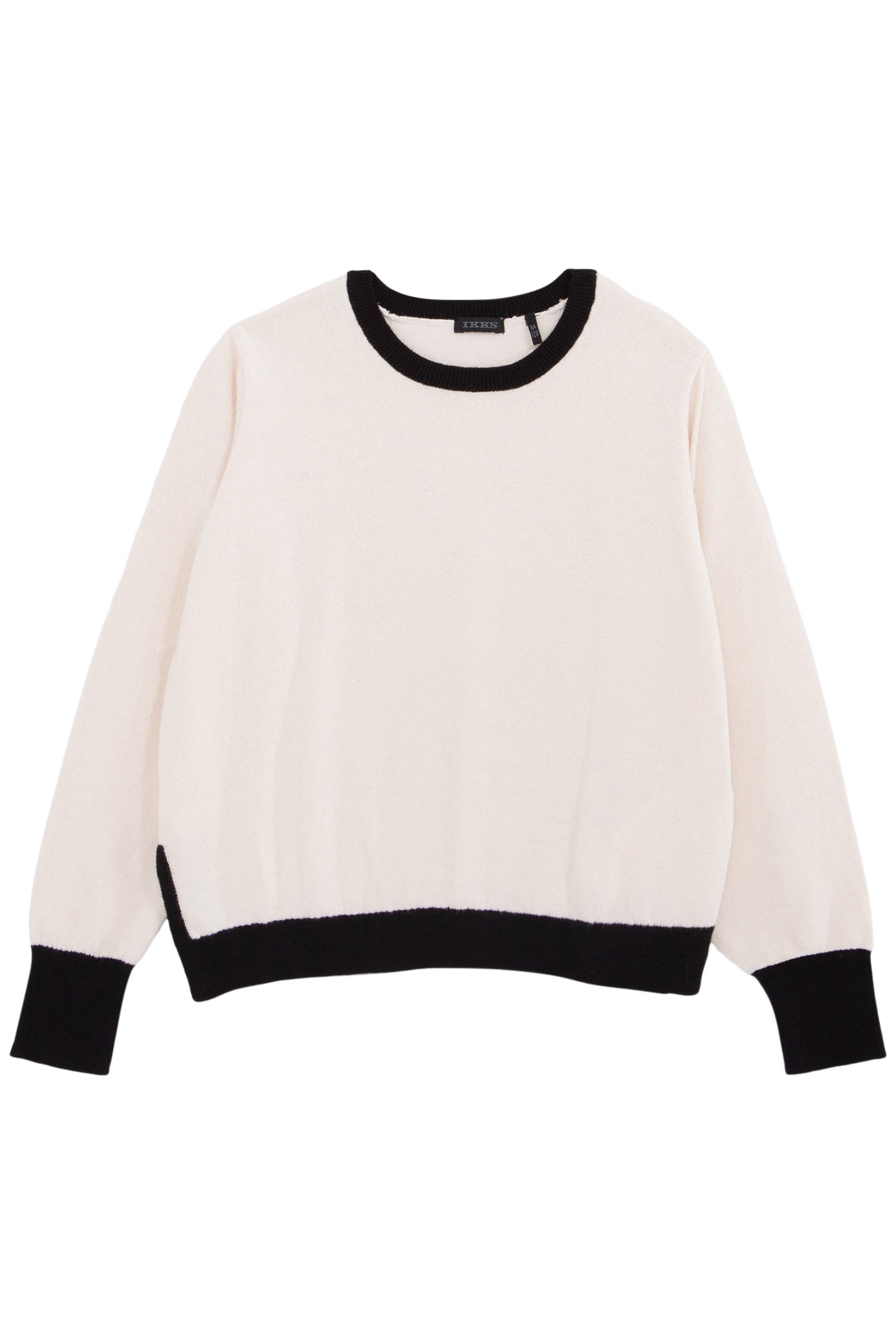 GIRLS’ ECRU KNIT SWEATER WITH BLACK EDGES 1