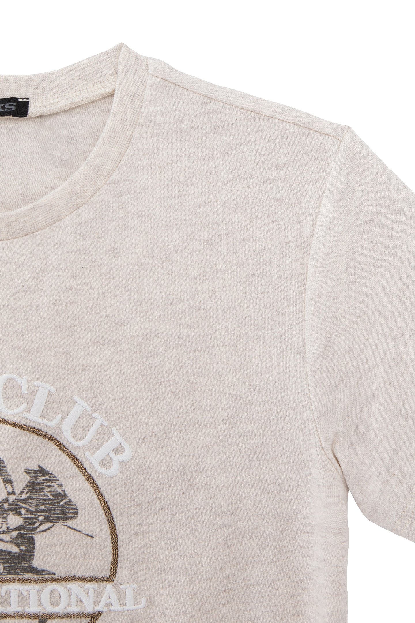 BOYS’ BEIGE MARL T-SHIRT WITH EMBROIDERED POLO IMAGE 5