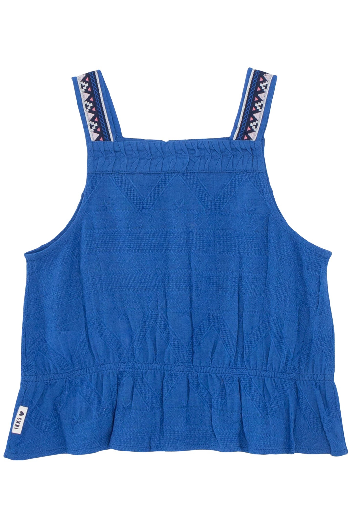 GIRLS' BLUE JACQUARD CAMISOLE WITH EMBROIDERED STRAPS 2