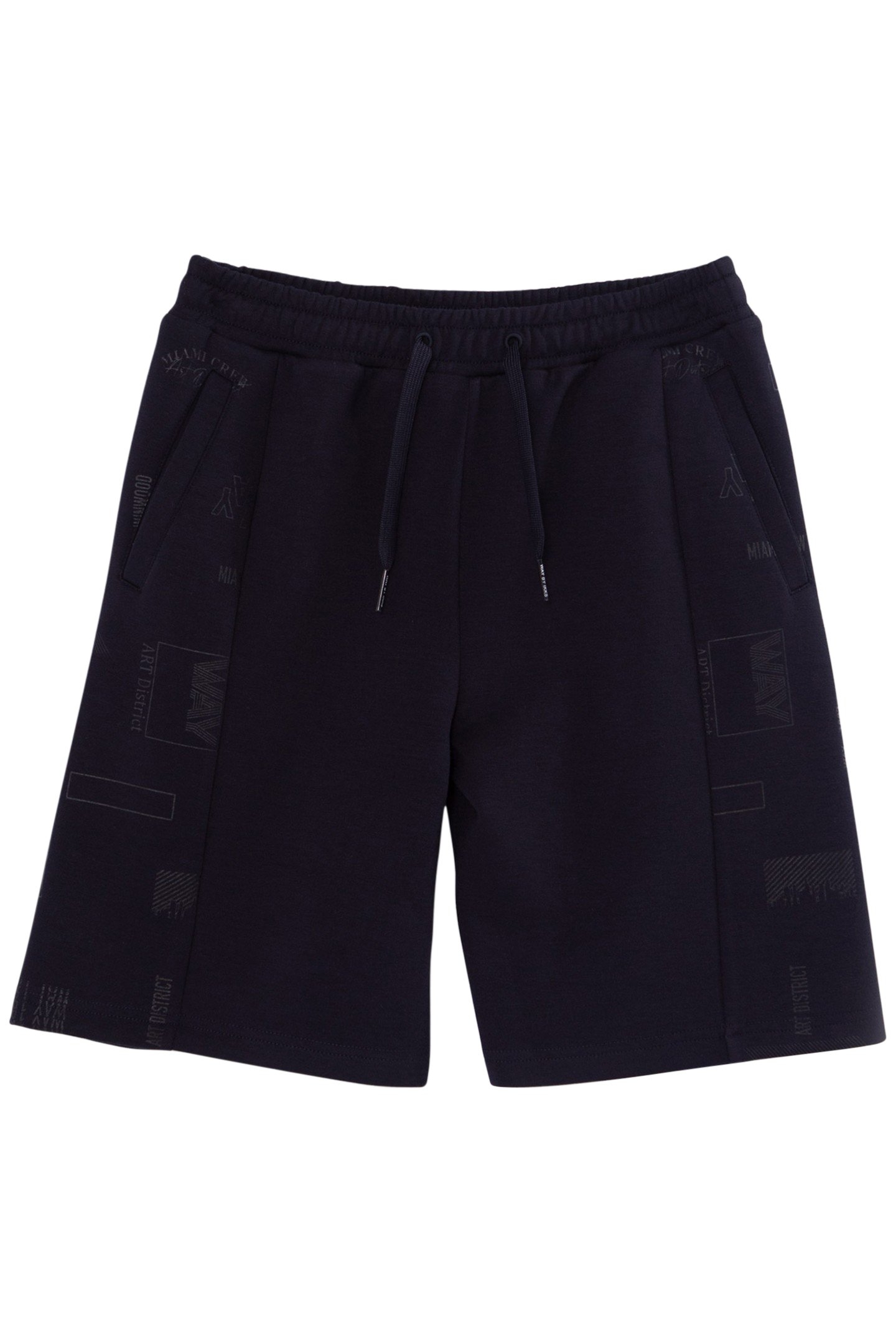 BOYS' NAVY BERMUDA SHORTS WITH ARTY TONE-ON-TONE PRINT 1
