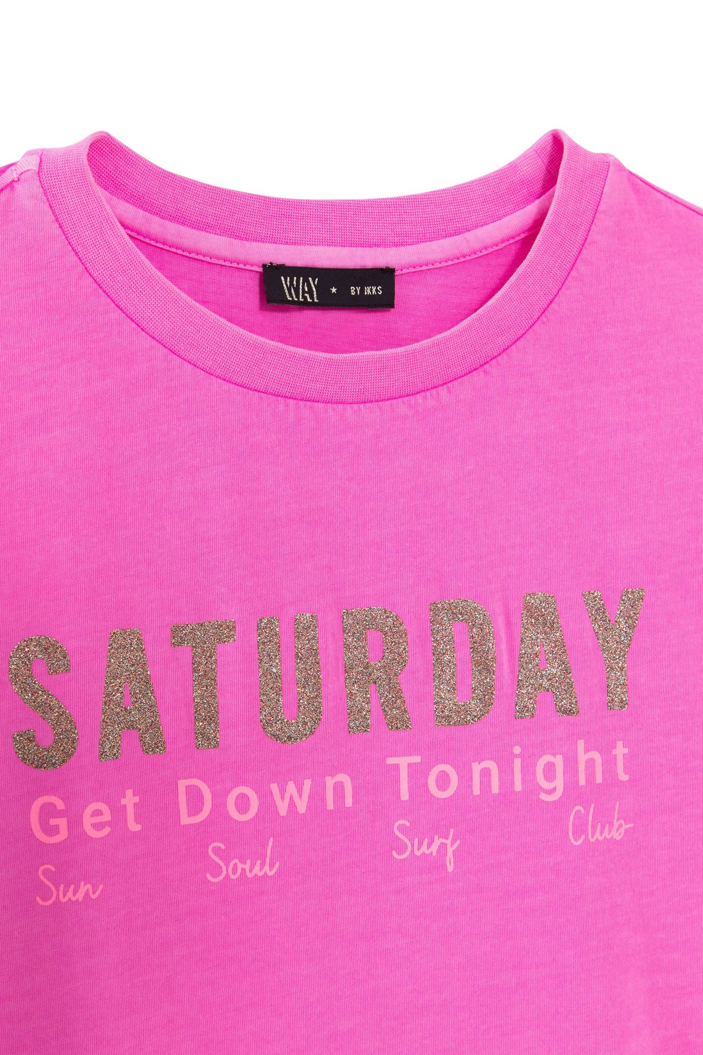 GIRLS’ NEON PINK T-SHIRT WITH GLITTERY SLOGAN 4