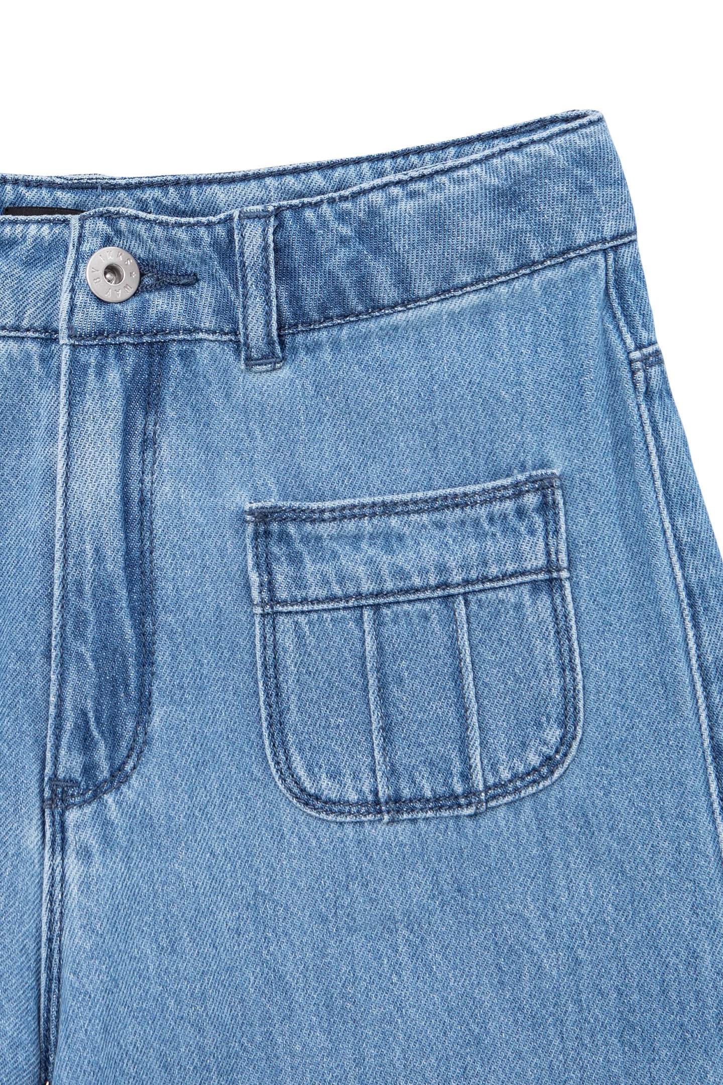 GIRLS’ BLUE WIDE LEG JEANS WITH PATCH POCKETS 3