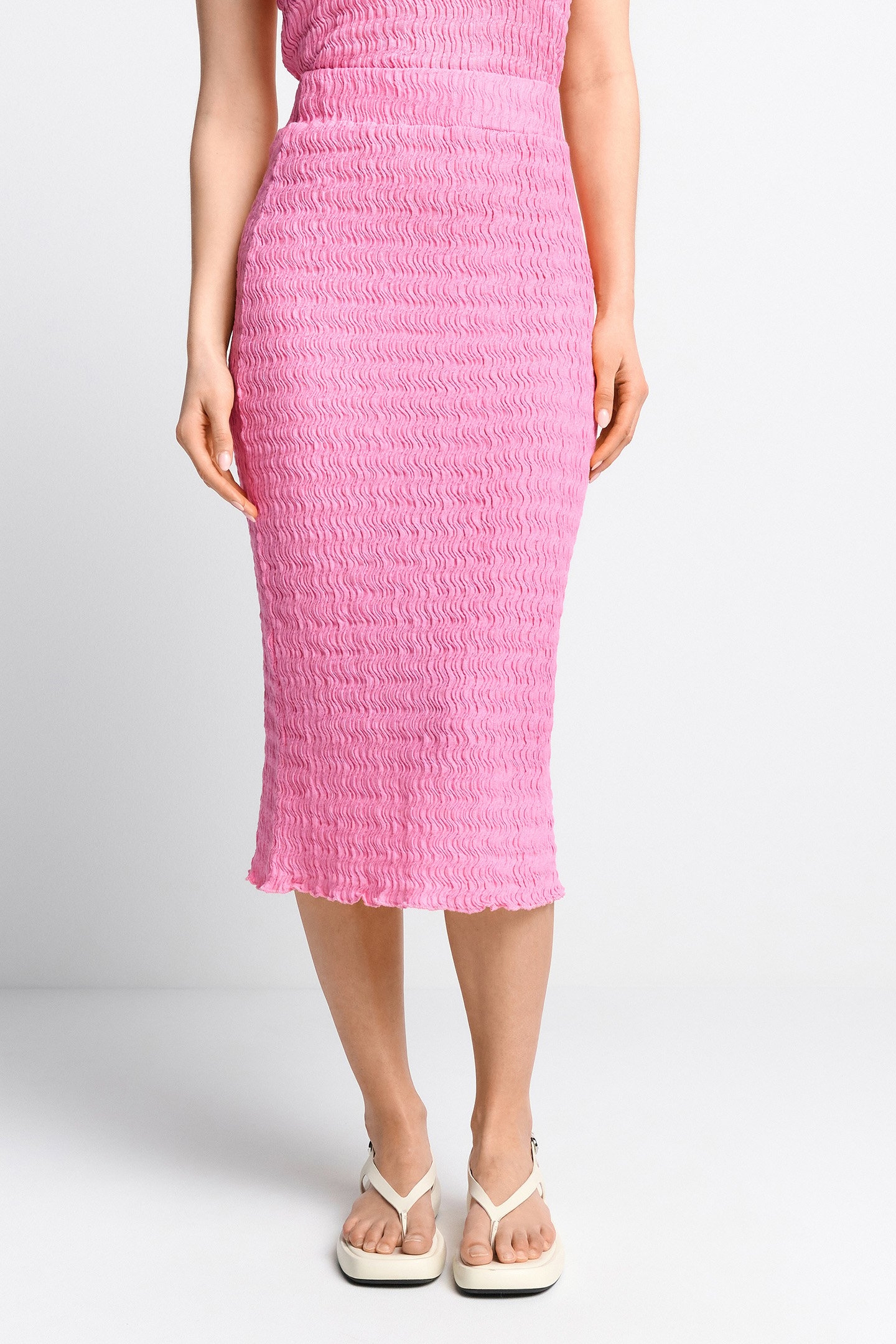 CRINKLED PENCIL SKIRT SORBET PINK 1