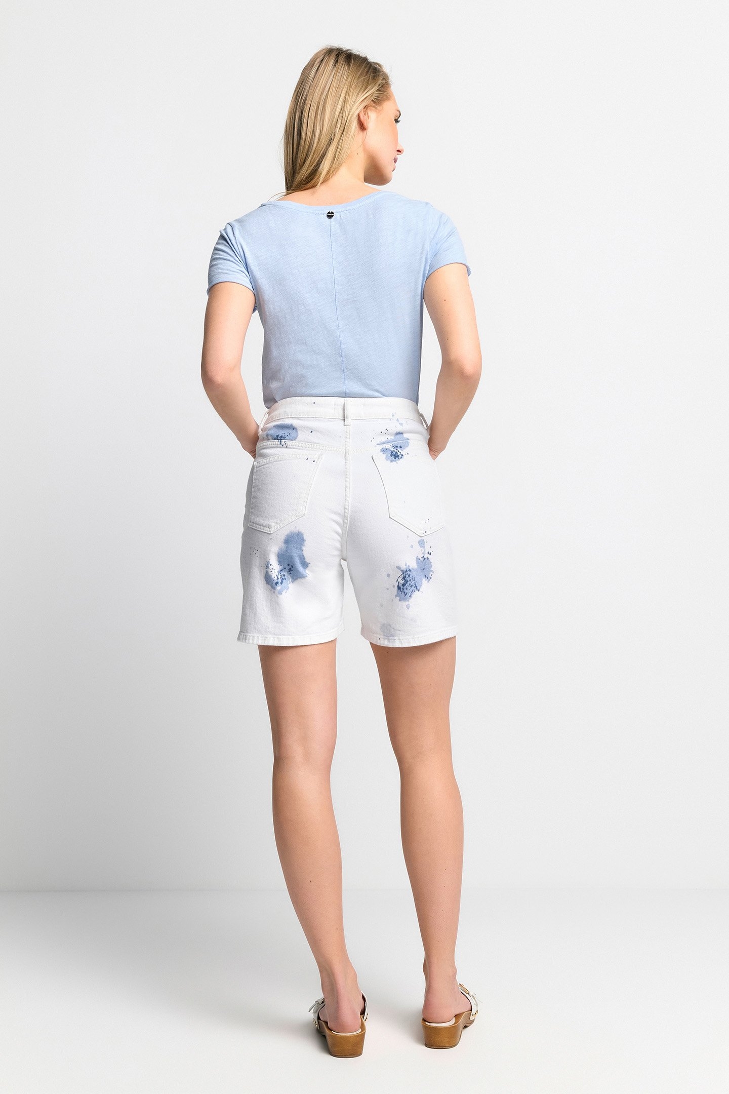 TIE DYE DENIM SHORTS ORGANIC WHITE 3