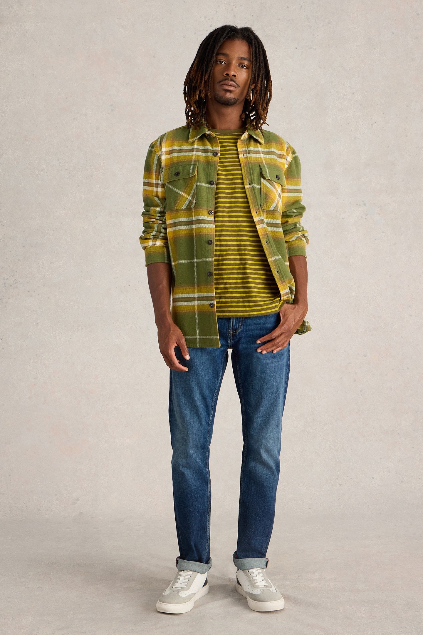 ABERSOCH STRIPE SS TEE GREEN MULTI 3