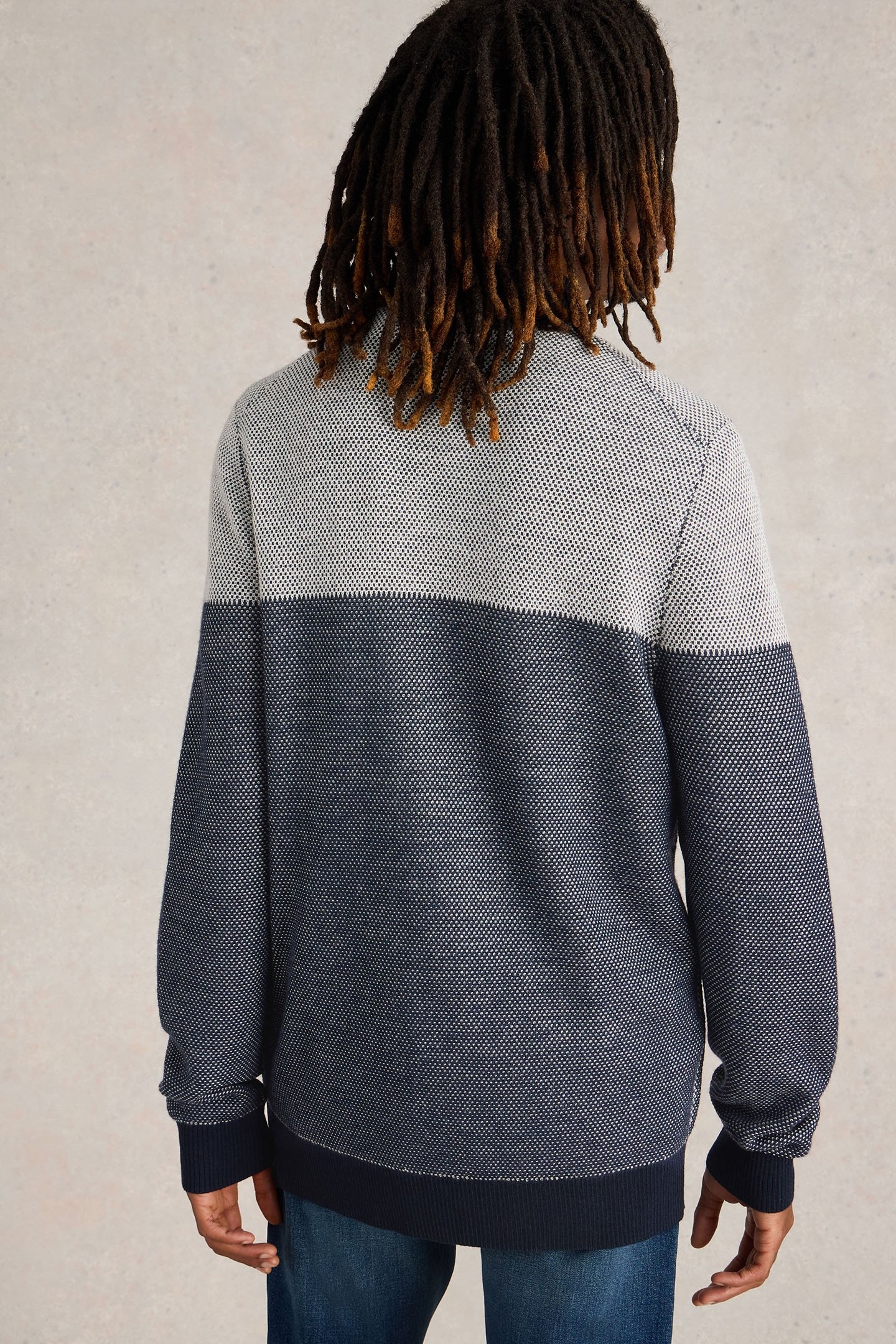 NEWPORT MERINO JACQUARD FUNNEL NAVY MULTI 2