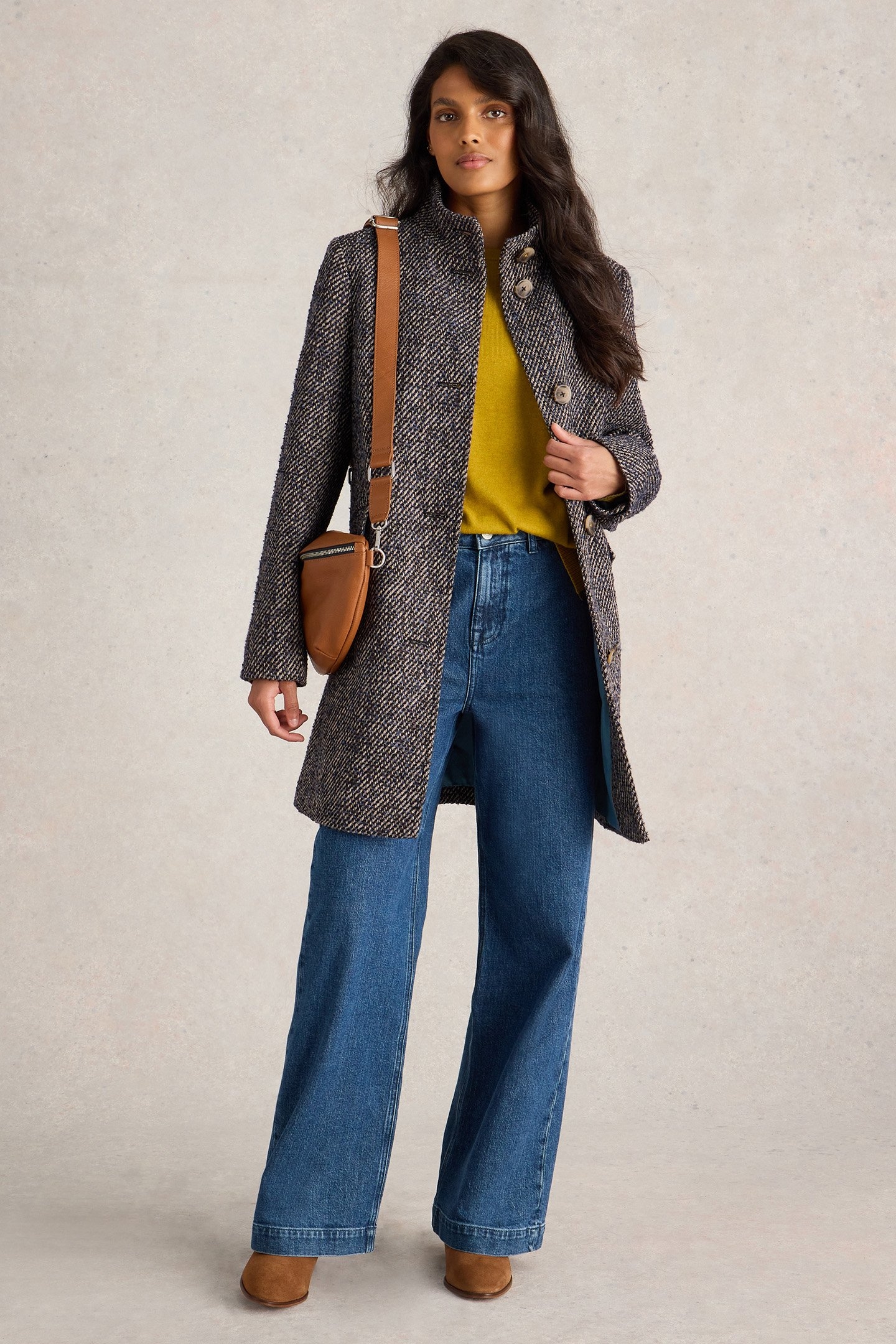 KARLA TWEEDY COAT NAVY MULTI 1