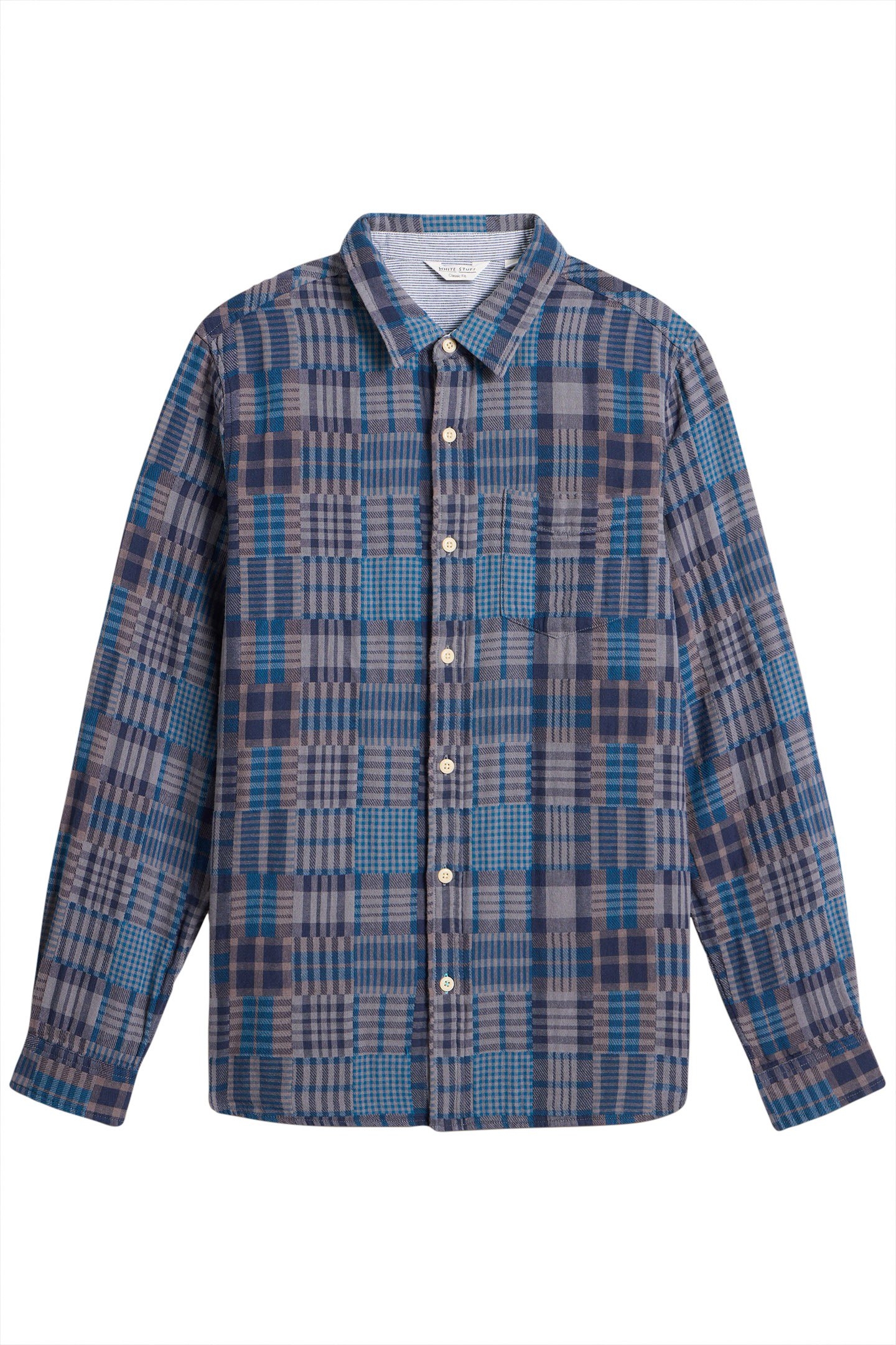 PATCHWORK CHECK SHIRT GREY MULTI 2