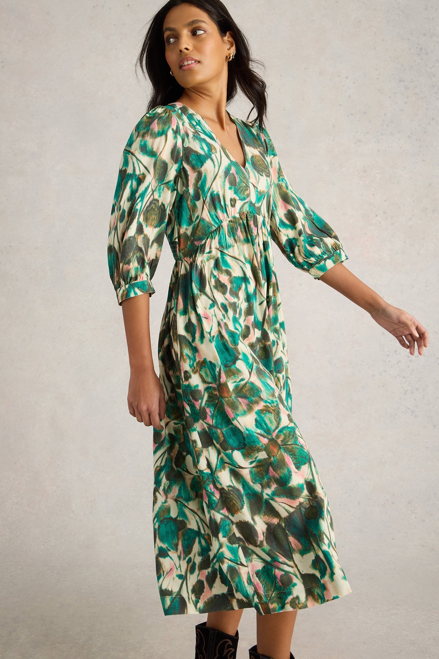 LUCY MIDI DRESS GREEN PRINT 4