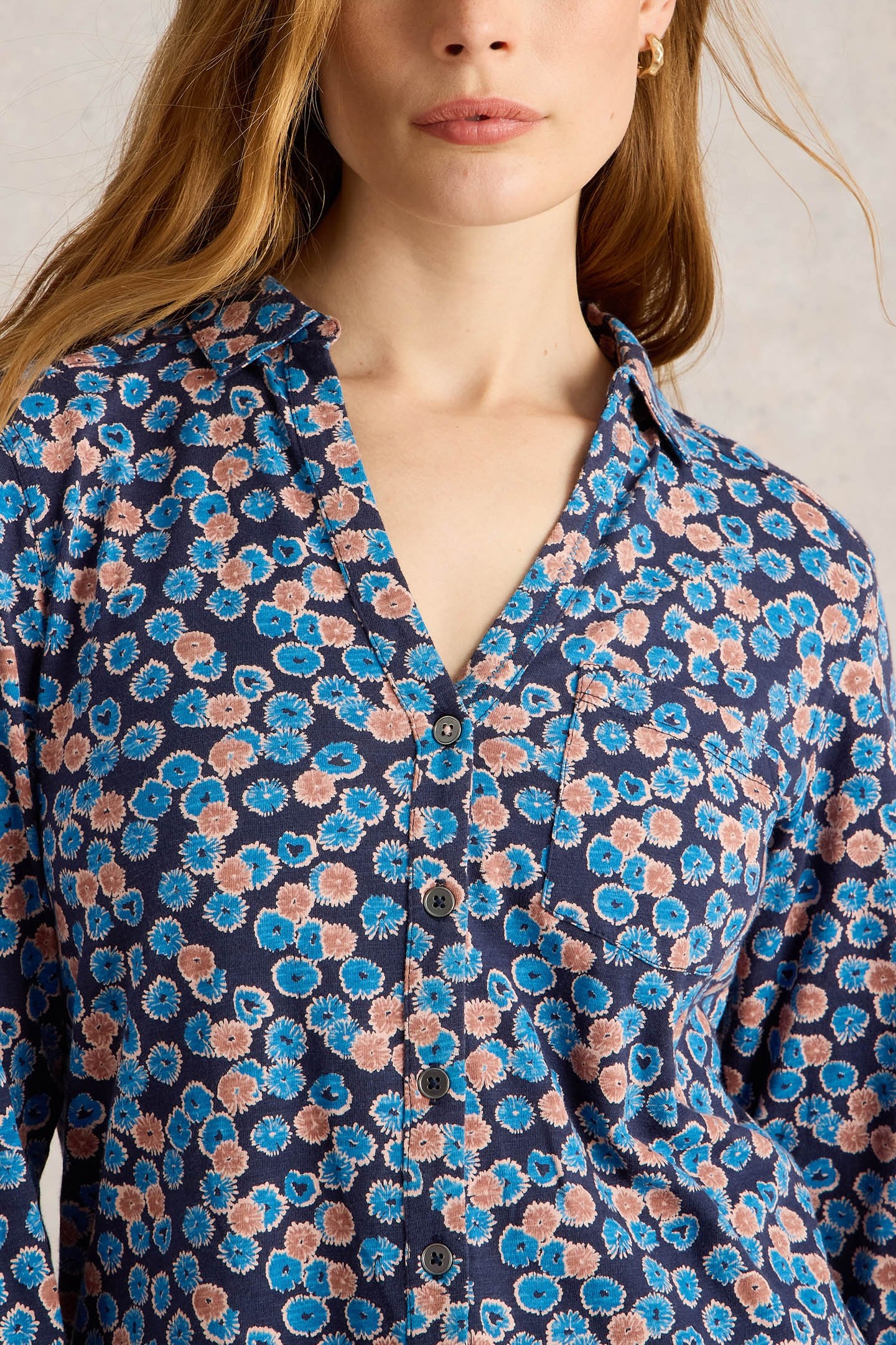 ANNIE LONGLINE SHIRT BLUE PRINT 5
