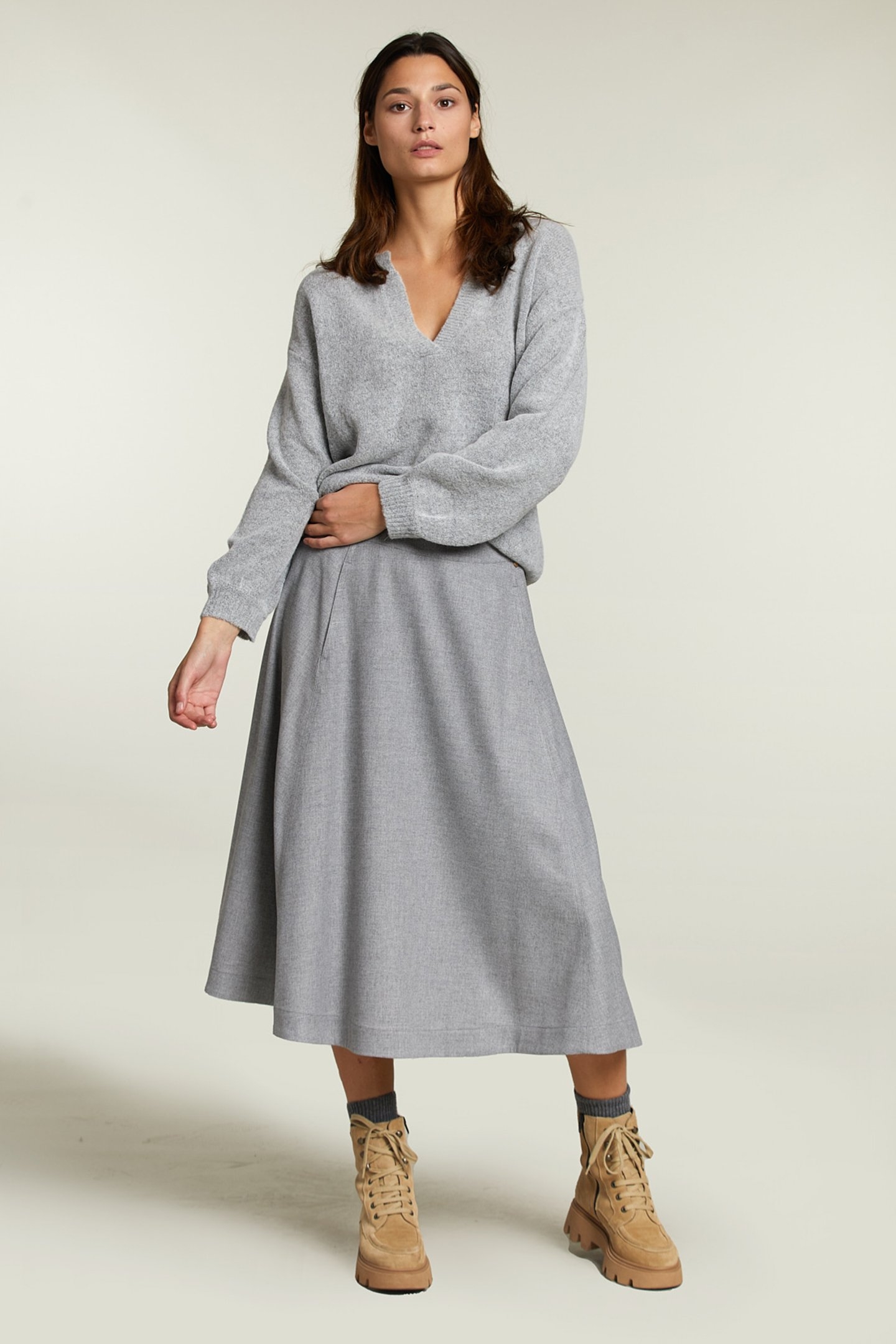 GREY UNI MIDI SKIRT 3