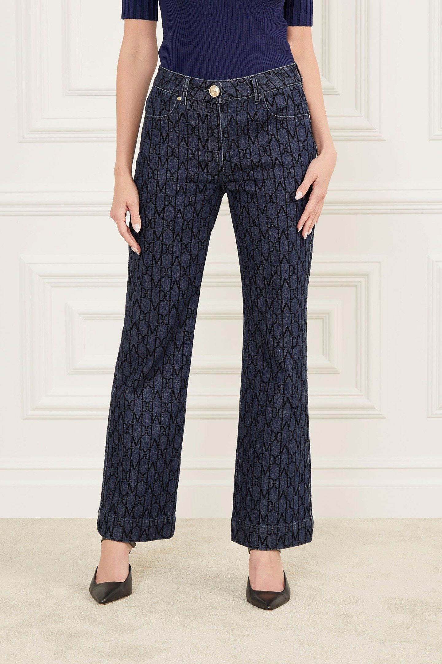 BEA 5 PKT MONOGRAM FLOCK BLUE 1