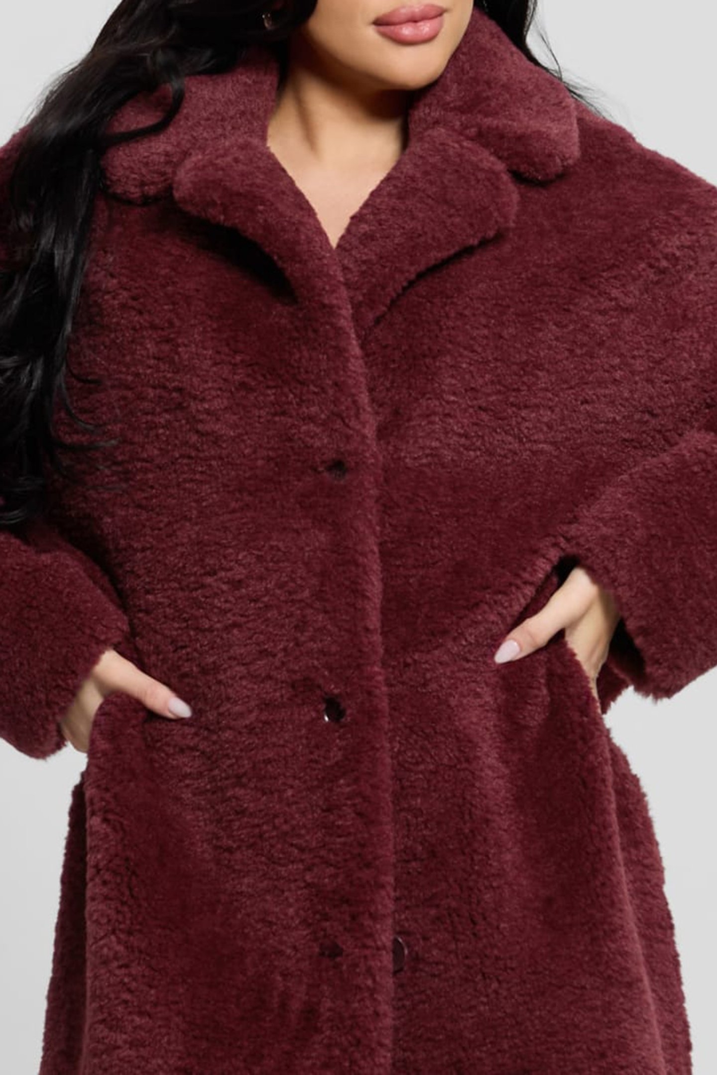 NEW ALINA LONG COAT BURGUNDY ROSE 6