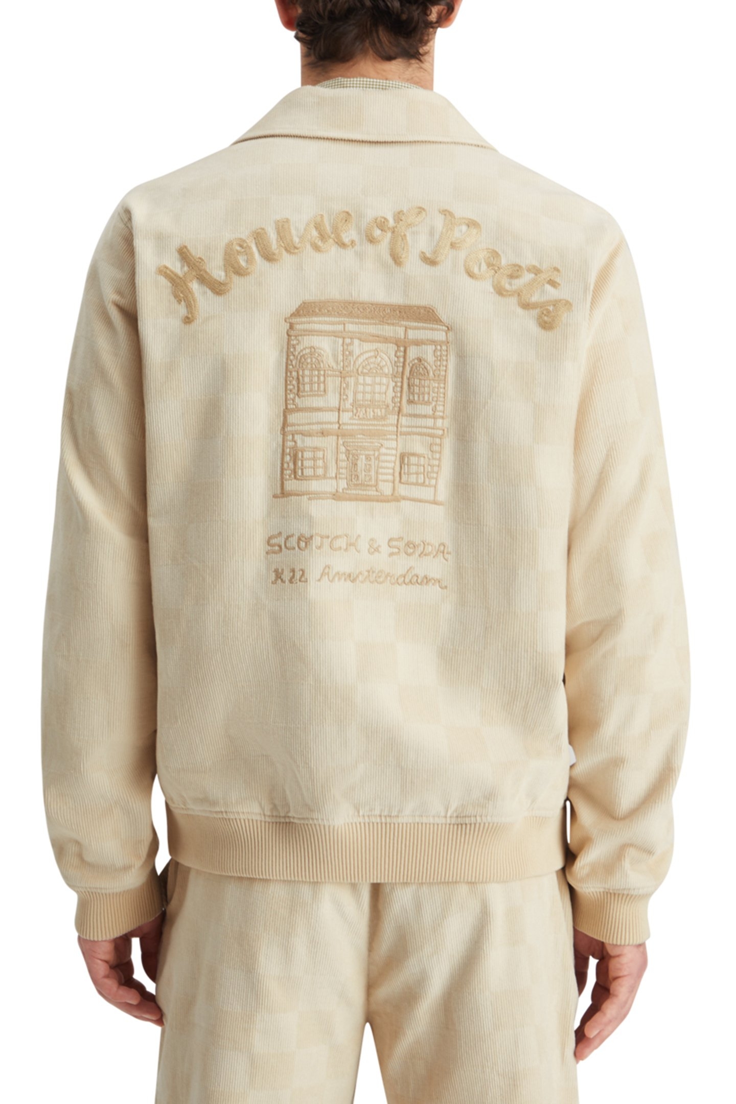 CHECK-PATTERNED CORDUROY COLLEGE JACKET PARCHMENT 2