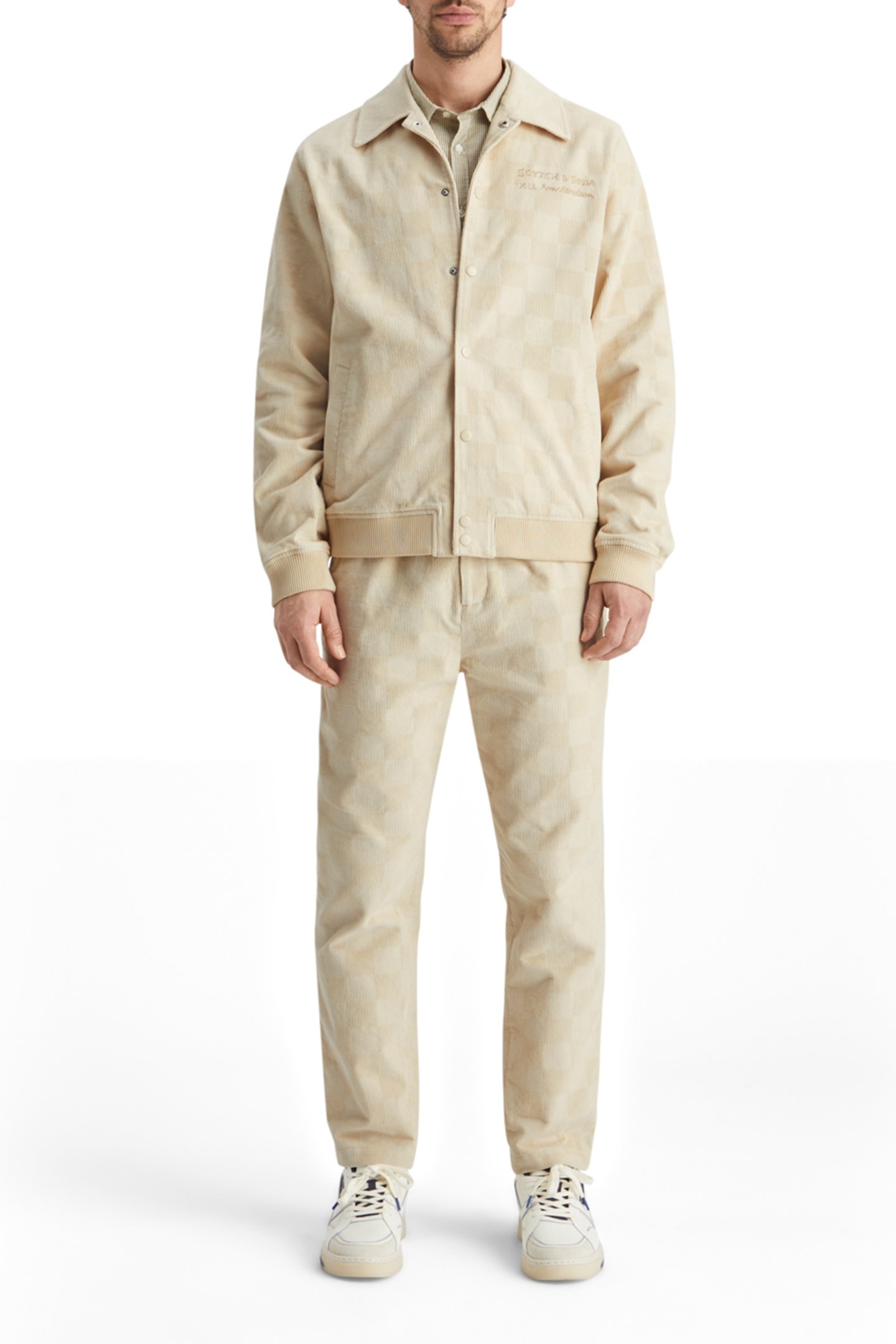 CHECK-PATTERNED CORDUROY COLLEGE JACKET PARCHMENT 3