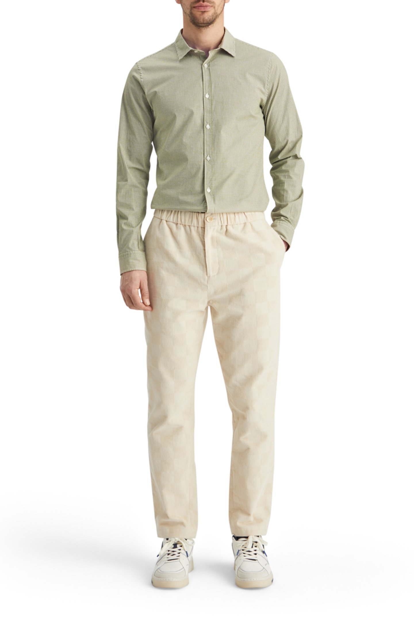 SEASONAL ESSENTIALS POPLIN CHECKED SHIRT GREEN CHECK 3