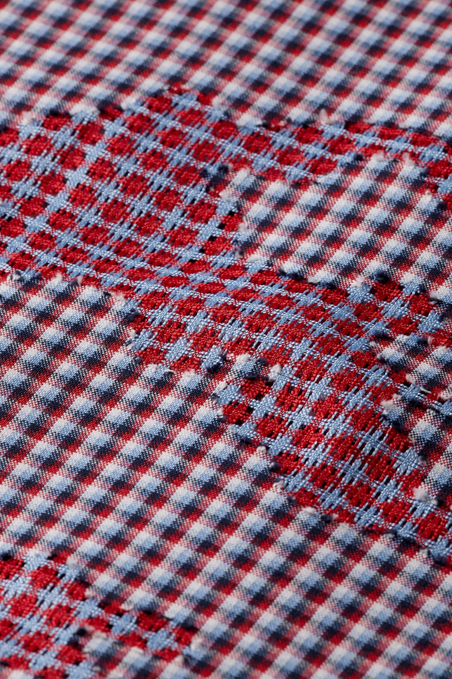 RELAXED FIT MINIMAL BURN OUT CHECK SHIRT BLUE RED CHECK 3