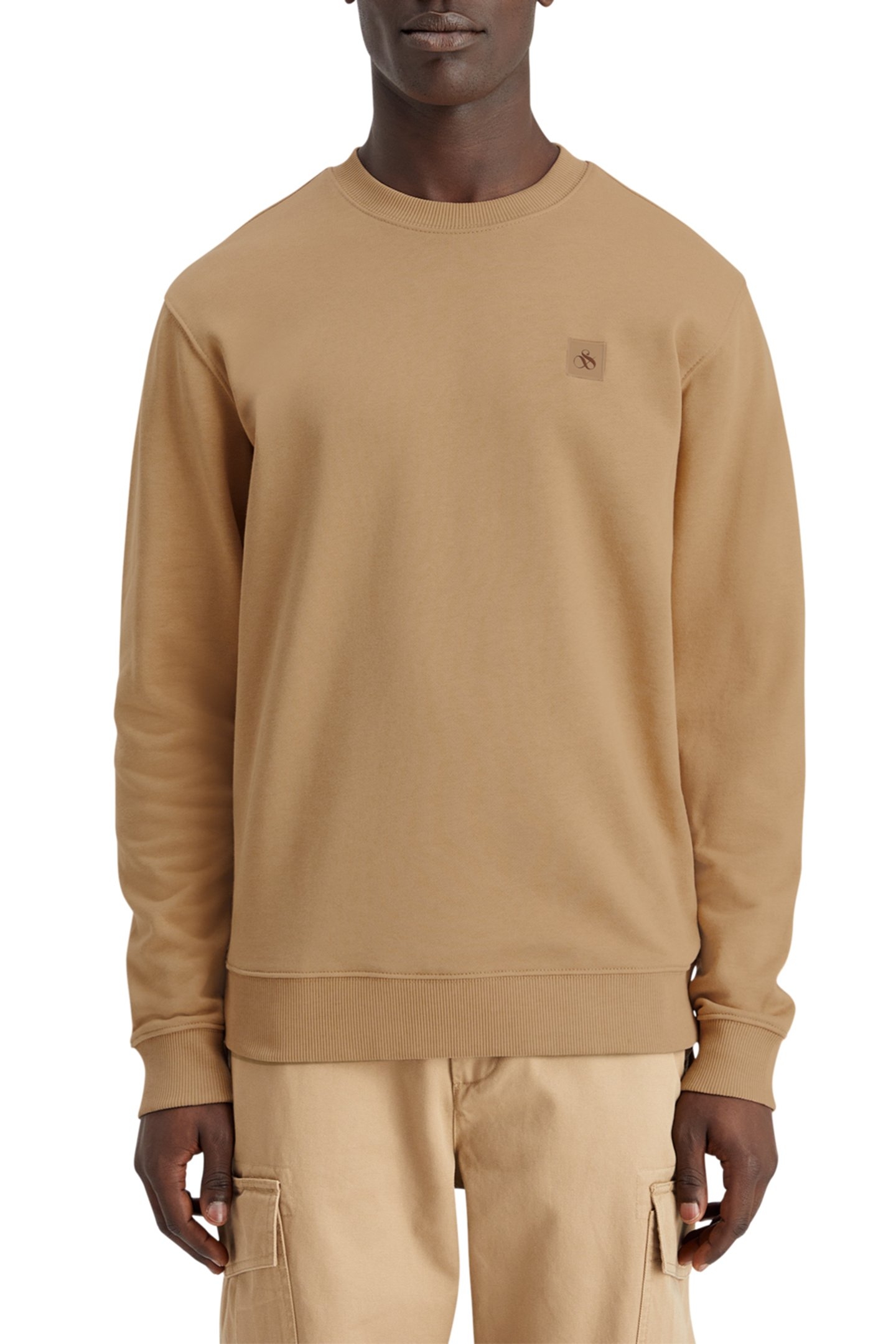 ESSENTIAL BADGE CREW SWEAT DESERT SAND 1