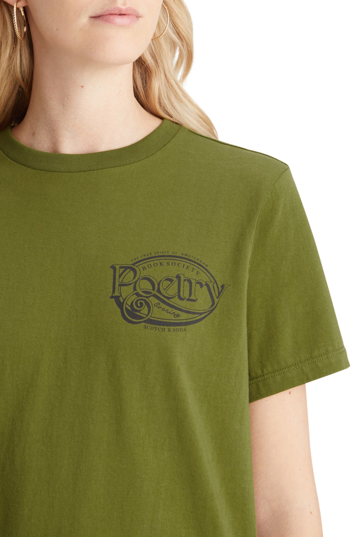 REGULAR FIT T-SHIRT WITH SMALL CHEST ARTWORK MOSS GREEN 7