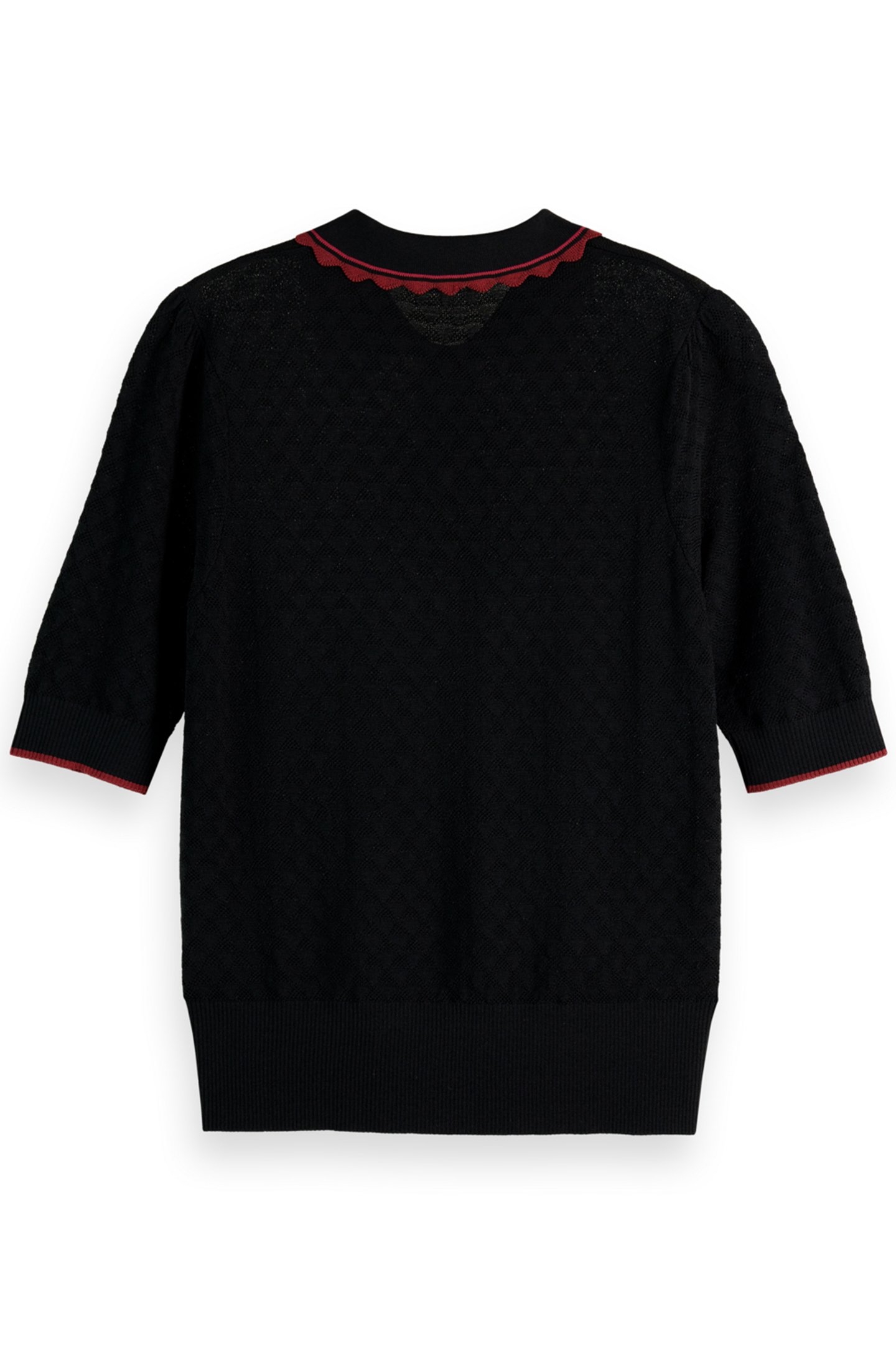 POINTELLE COLLARED KNITTED TEE EVENING BLACK 4