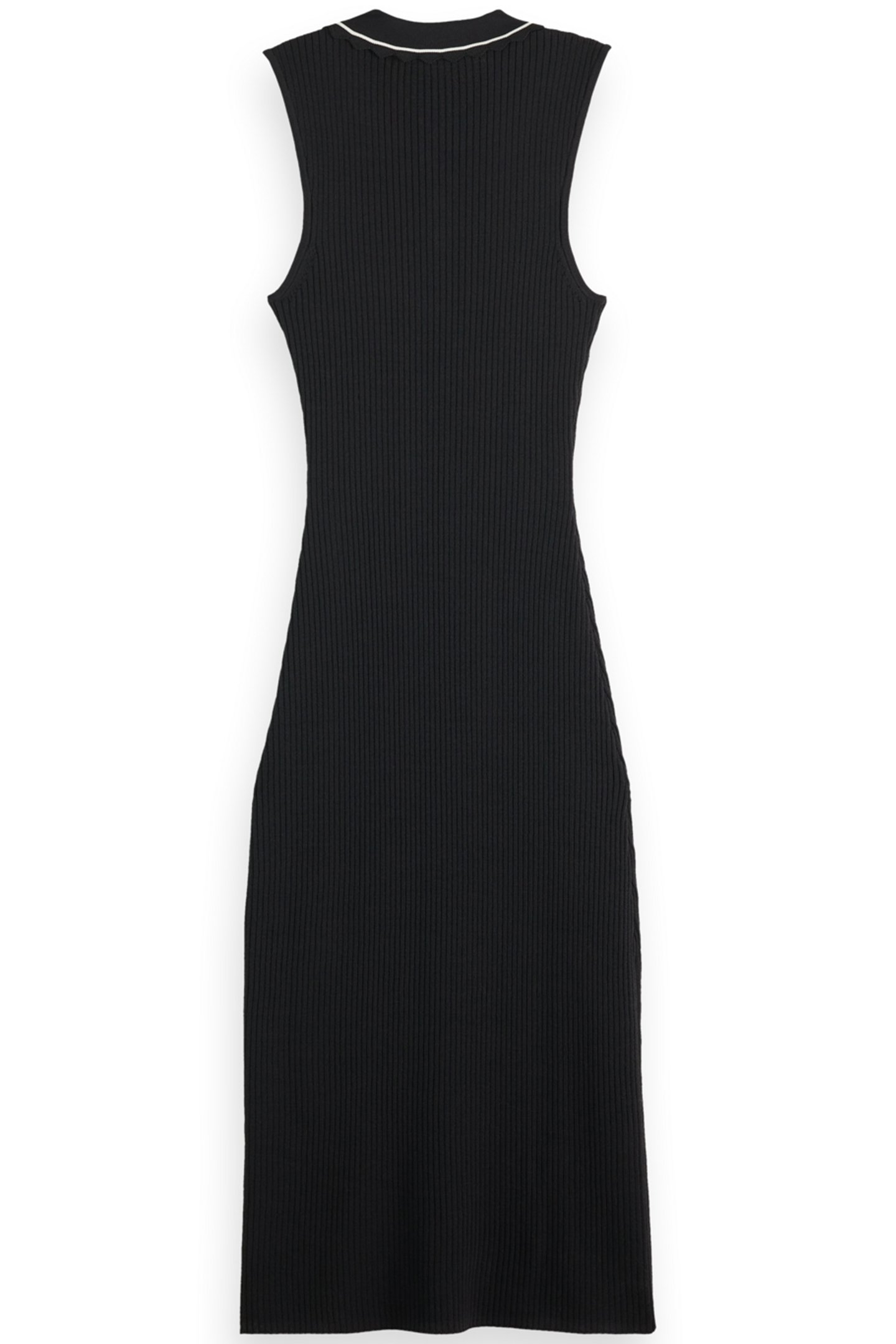RIBBED COLLARED KNITTED DRESS EVENING BLACK 2