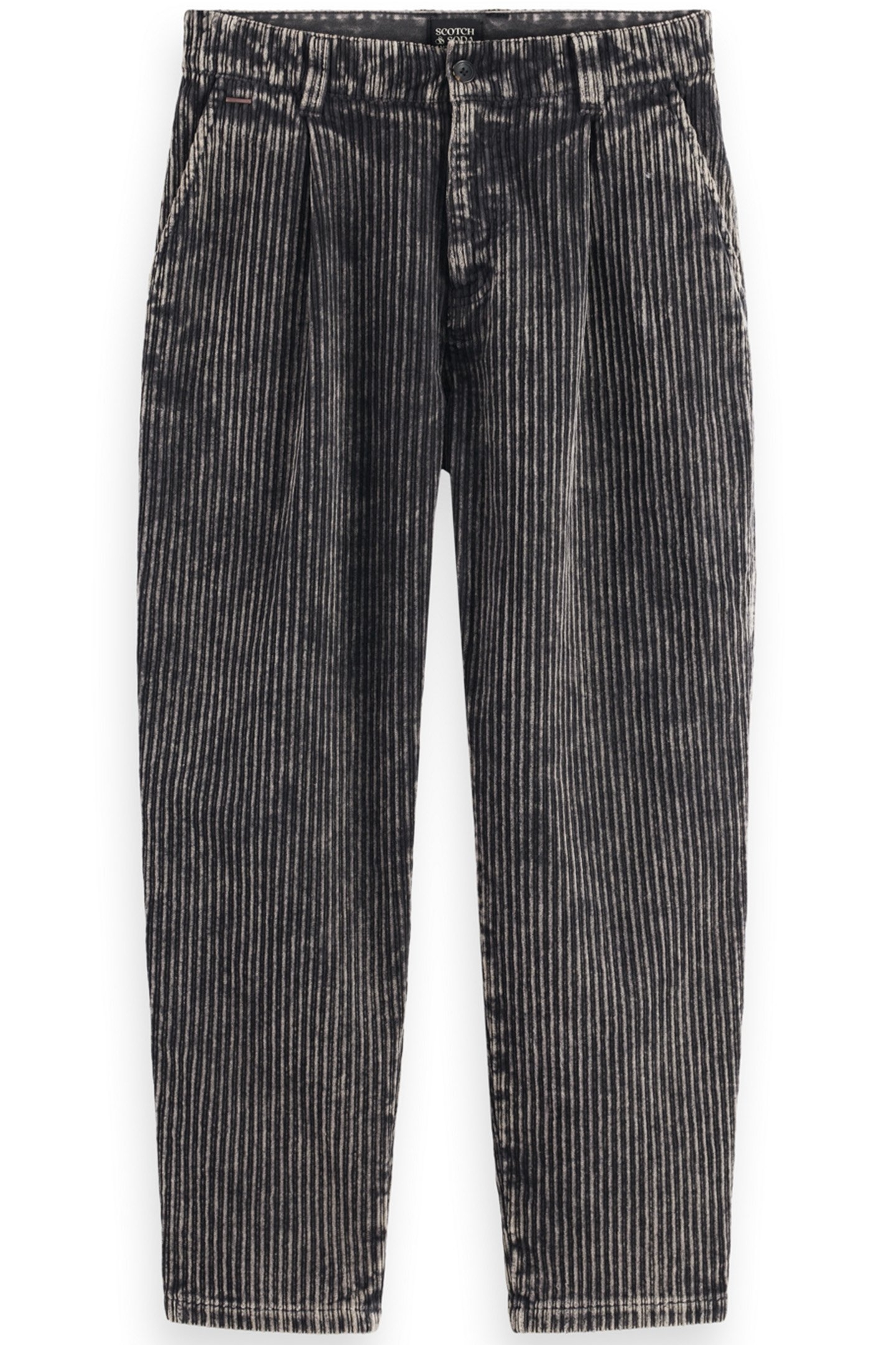 LOOSE TAPERED PLEATED WASHED CORDUROY CHINO BLACK 4