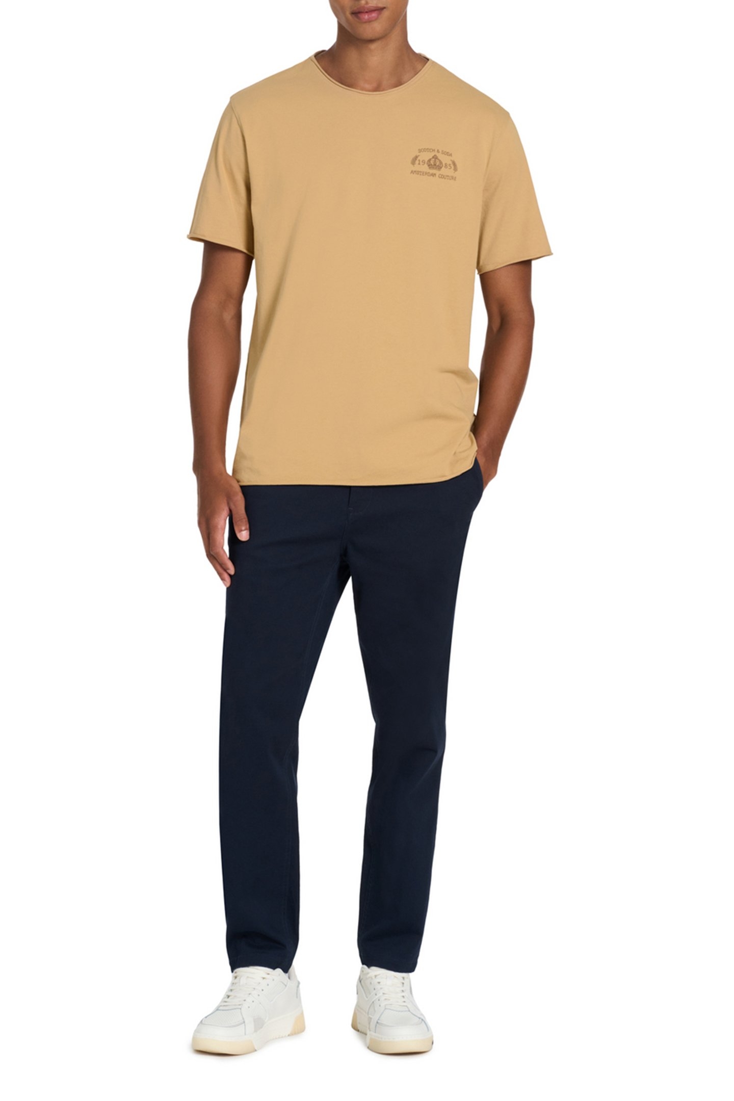 SS ROLL NECK TEE LT PASTEL BROWN 1