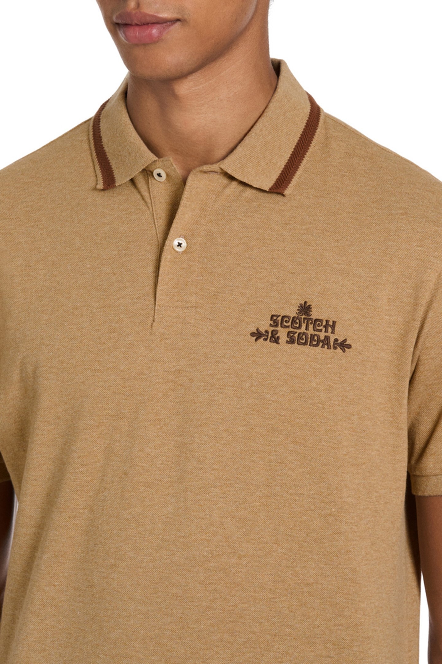 PIQUE SS POLO BROWN/GOLD 6