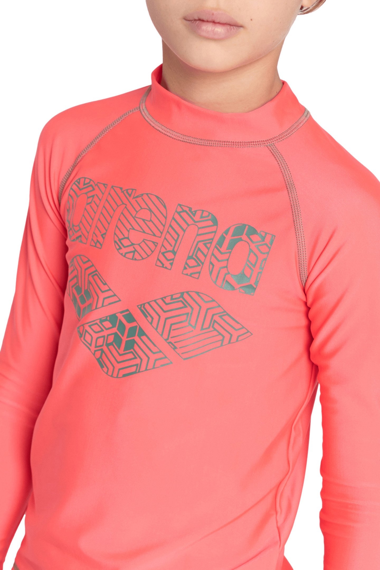 UNISEX JR ARENA RASH VEST L/S GRAPHIC FLUO RED-JADE 8