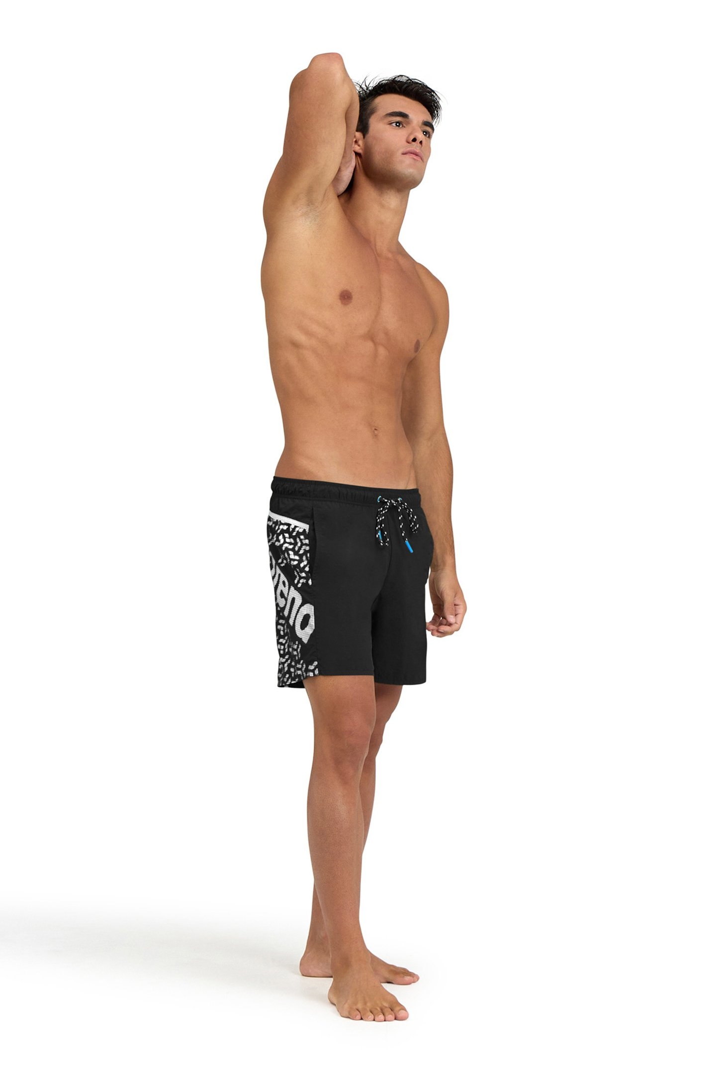 MEN'S ARENA PRO_FILE BEACH BOXER LOGO BLACK-WHITE 3