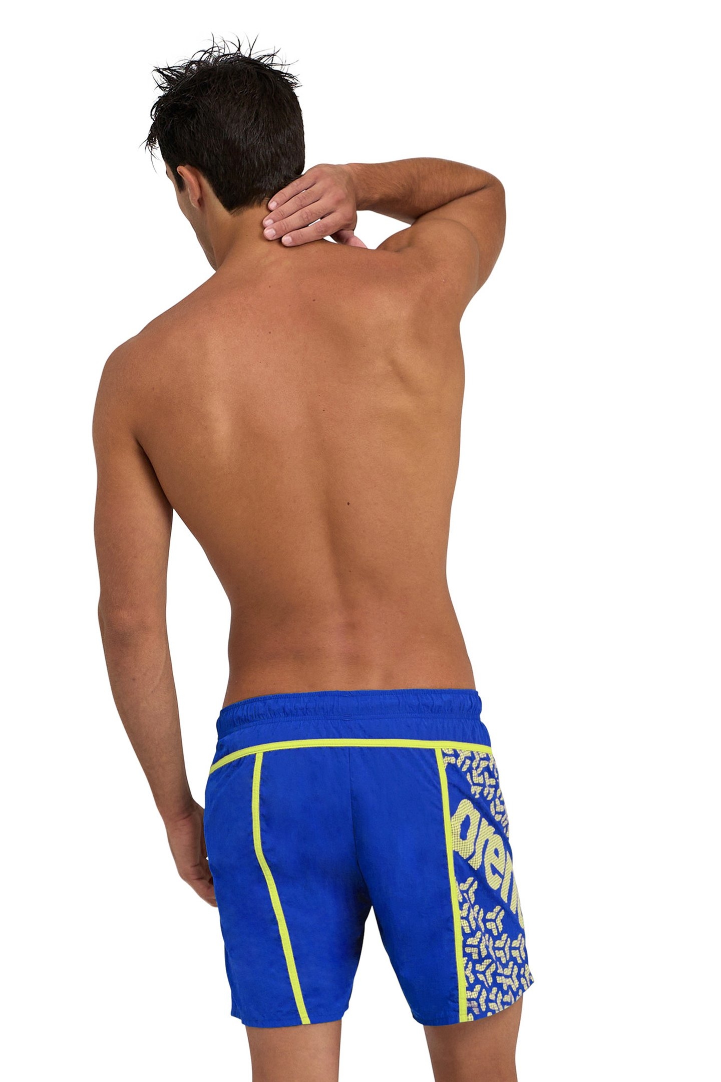 MEN'S ARENA PRO_FILE BEACH BOXER LOGO NEON BLUE-SOFT GREEN 2