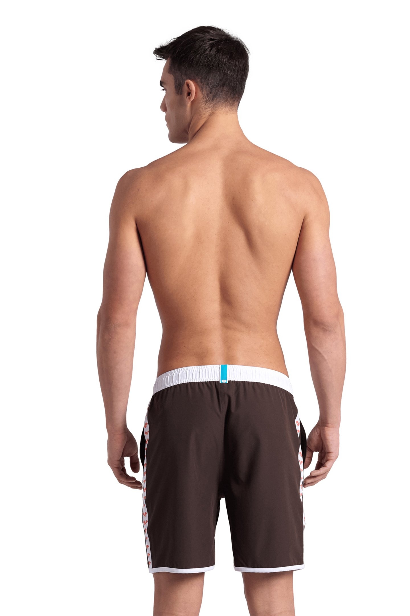 ICONS TEAM STRIPE UNISEX BERMUDA SEPIA-WHITE-CALYPSO CORAL 2