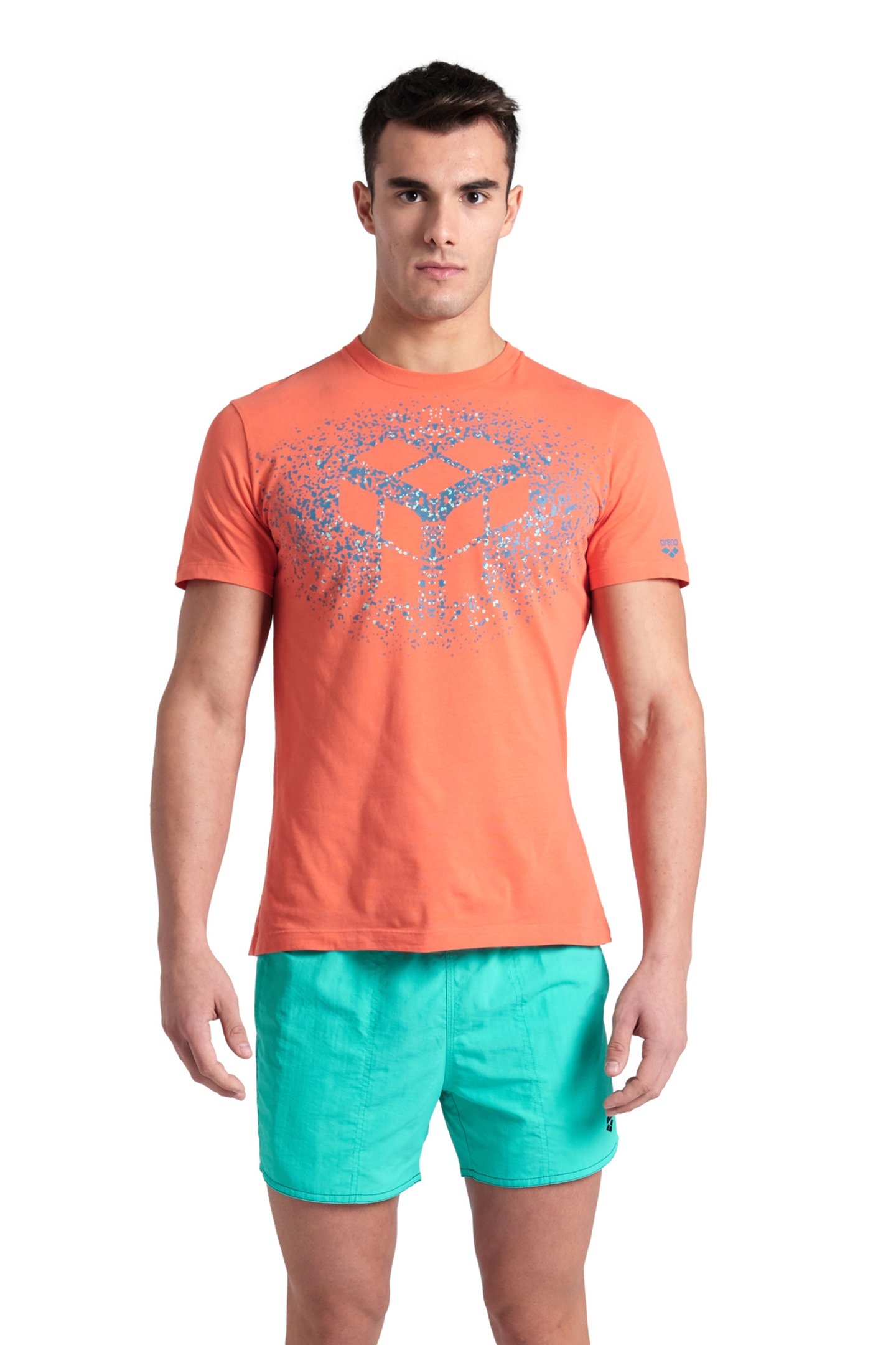 MEN'S T-SHIRT SOLID COTTON CALYPSO CORAL-MONOGRAM SP 1