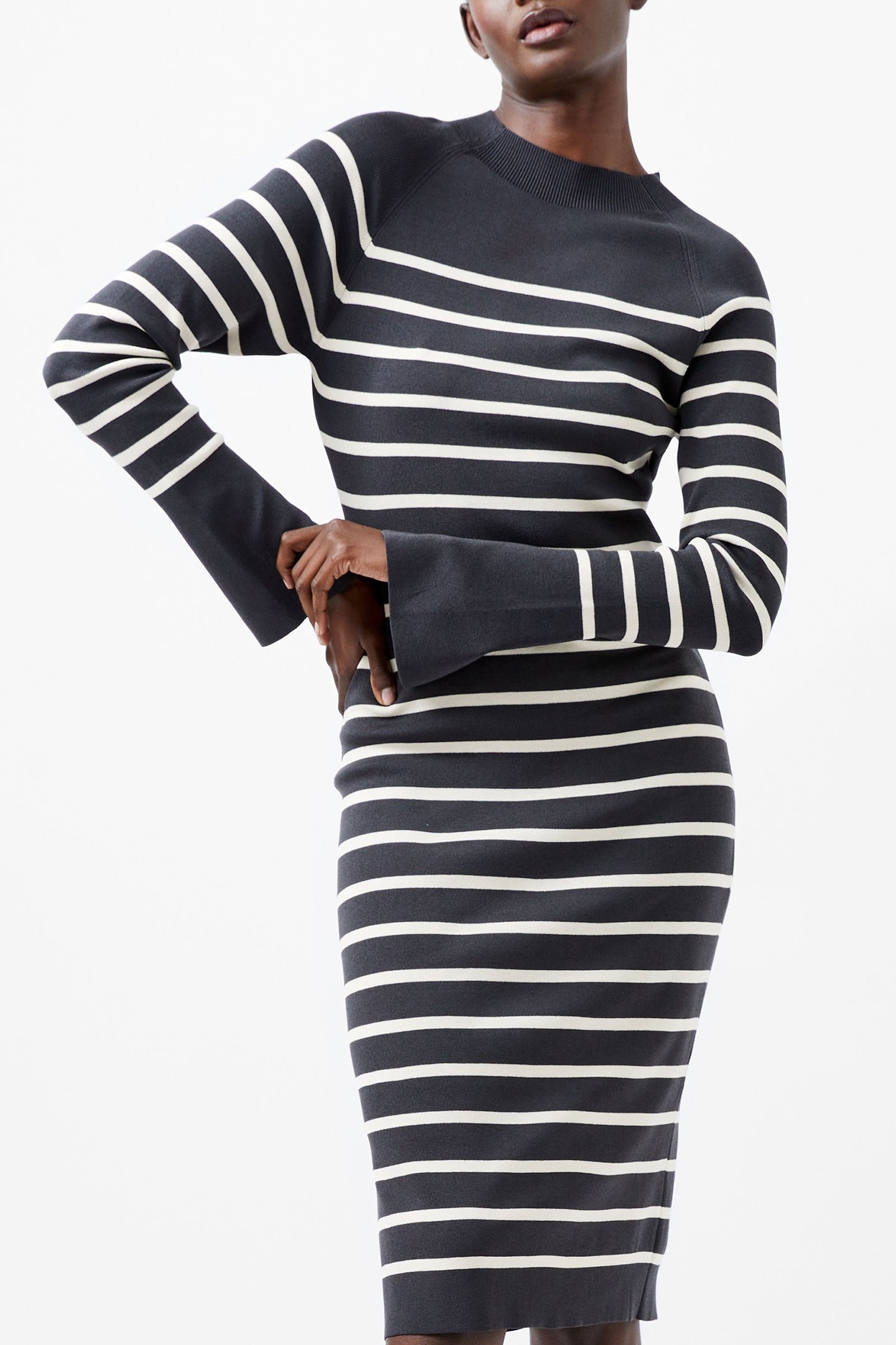 MILENA STRIPED KNIT DRESS MOONLESS/CREAM 1