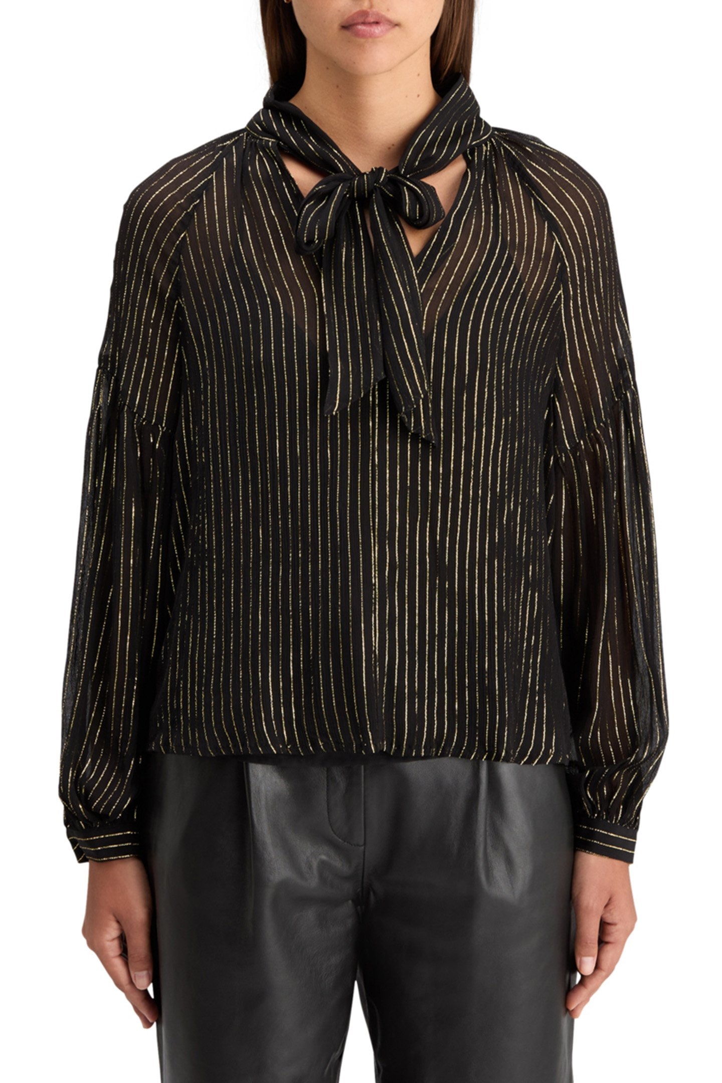 LUREX TOP WITH BOW NECK EVENING BLACK 1