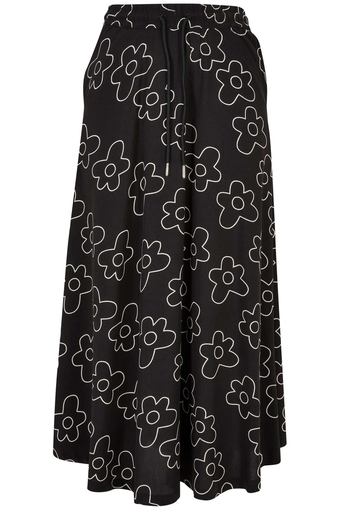 LADIES VISCOSE MIDI SKIRT BLACKFLOWER 1