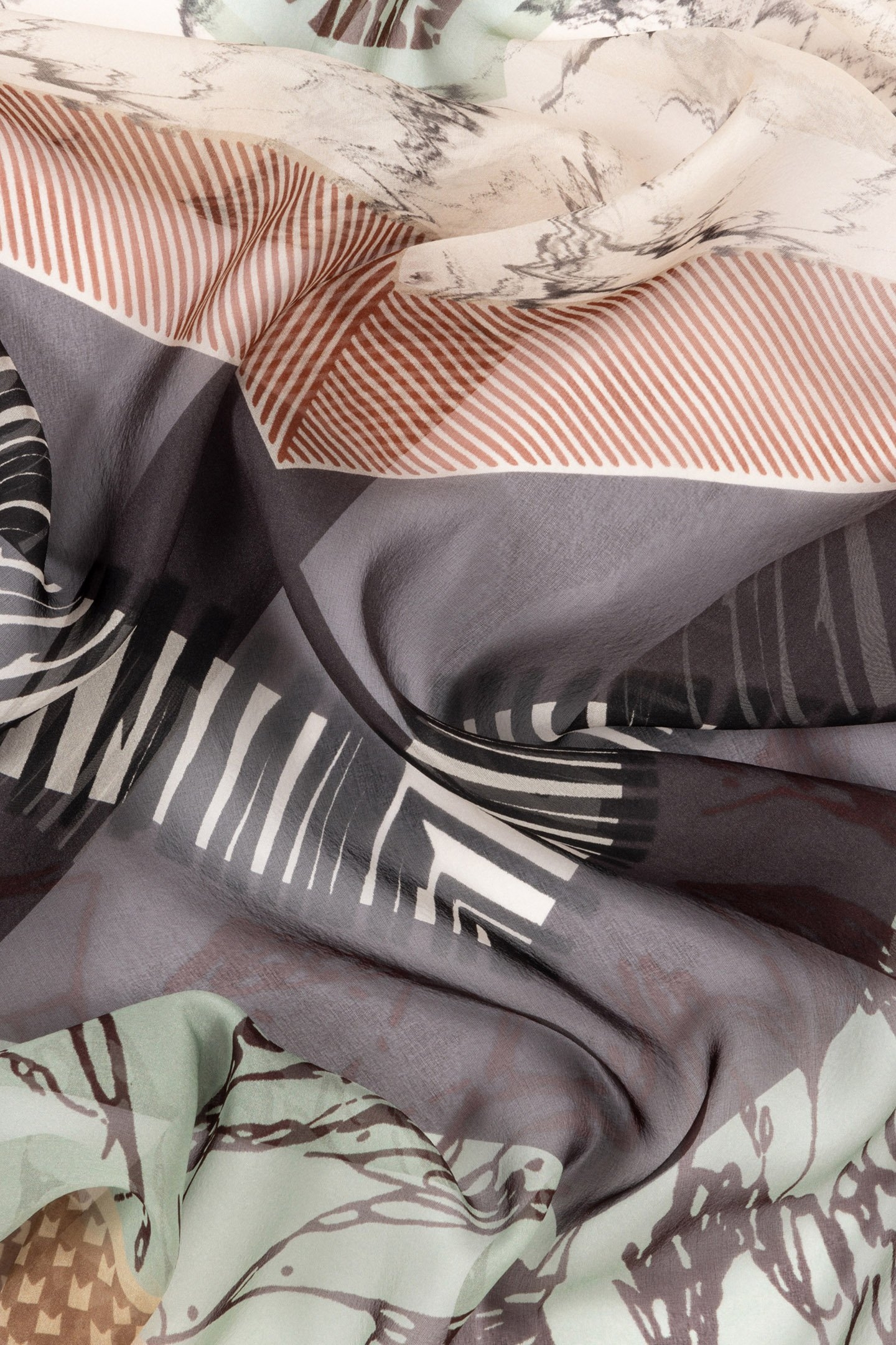 WOMEN SCARF ASSEMBLED STRP EMERALD GREEN 4