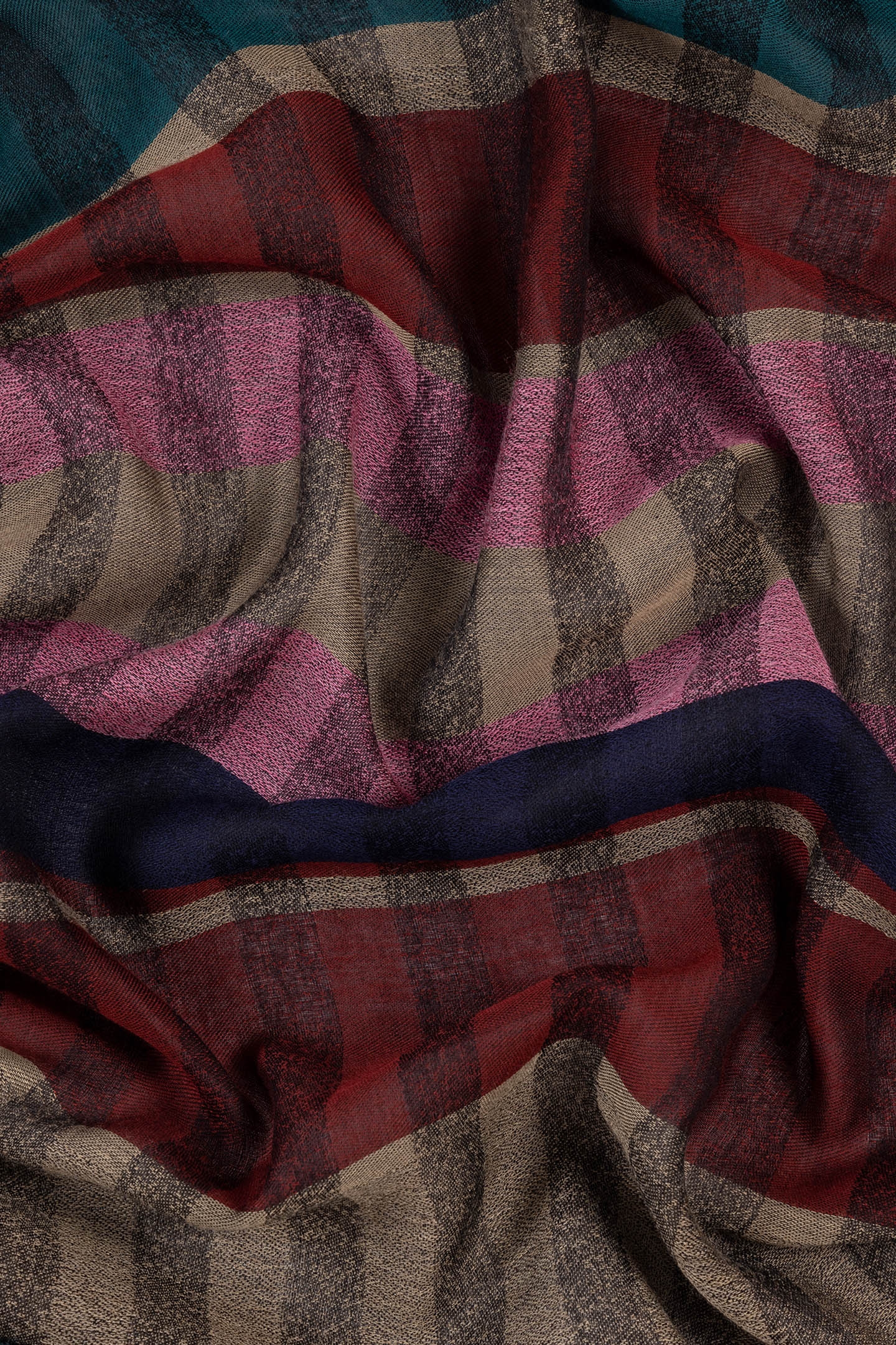 SCARF BLOCK AND CHECK PETROL GREEN 4